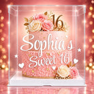 Sweet 16 Cake Box Personalized, Custom Name Clear Birthday Cake Box, Quinceañera Cake Box, Tall Clear Display Box with Ribbon 14x14x16