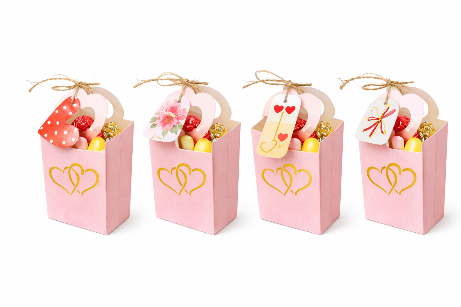 Pink Double Heart Wedding Favor Boxes 50 Pack - variant_product_type