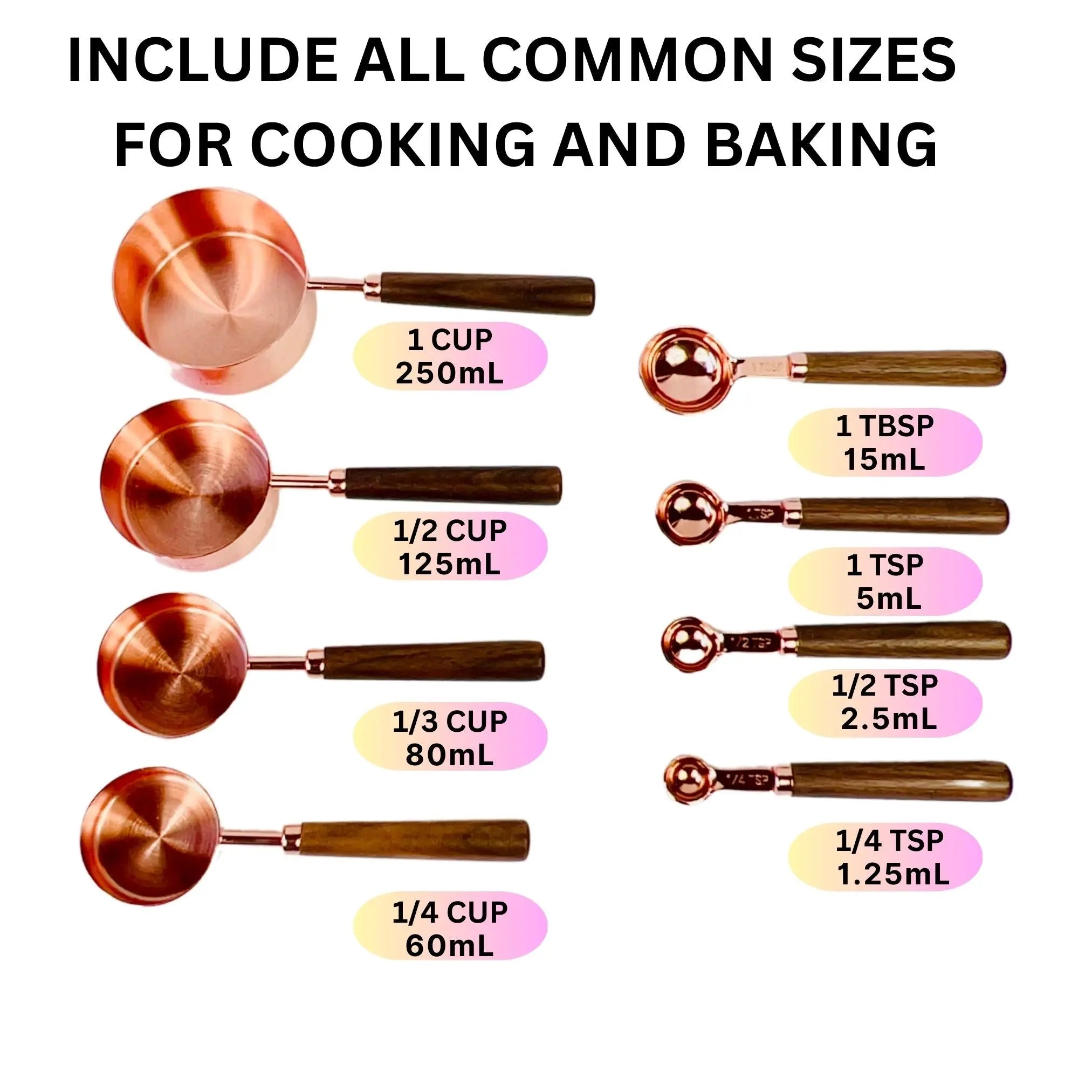 ROSE Gold Stainless Steel Measuring Cups and Spoons Set 8 Pcs - Sweet Degrees Kitchen