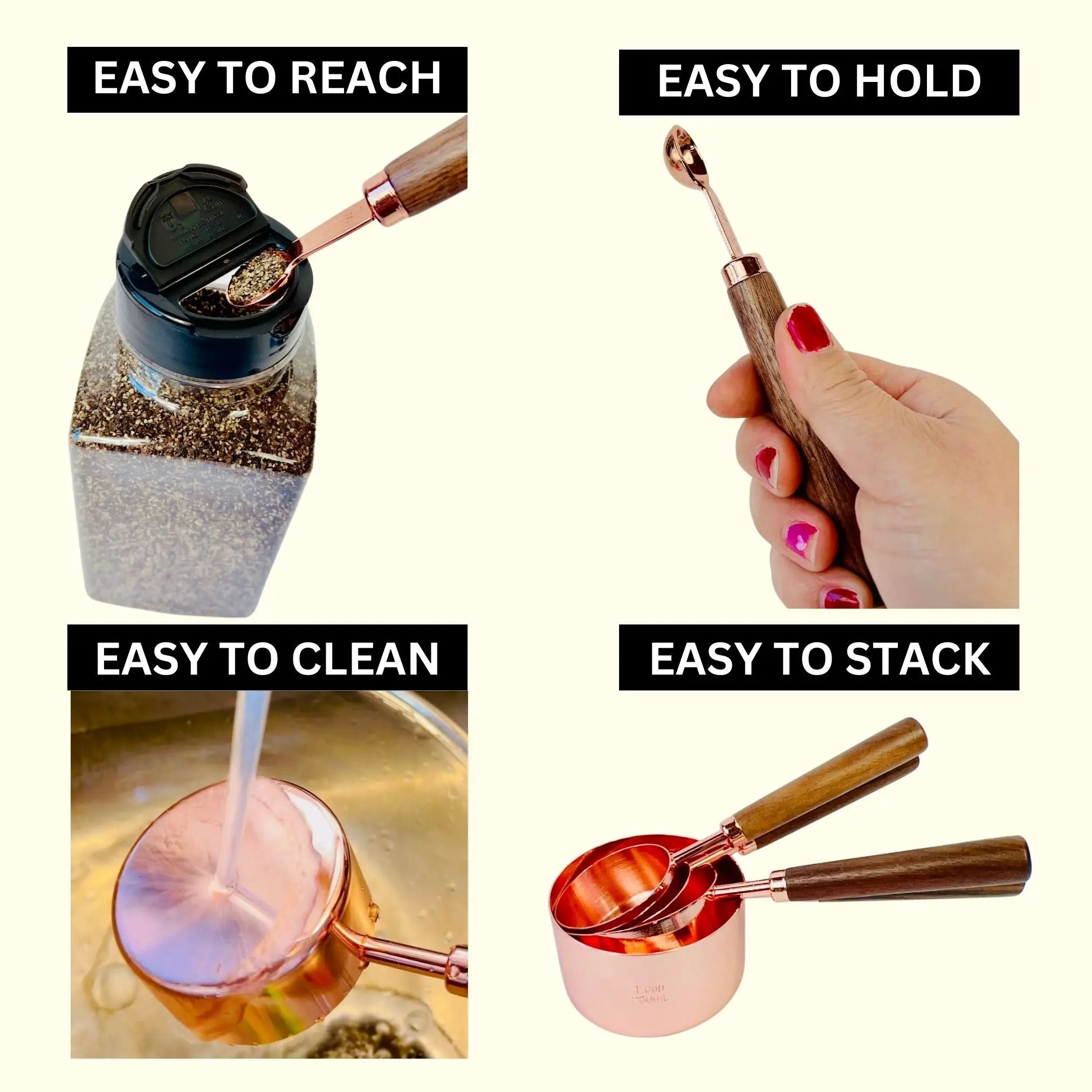 Rose Gold Measuring Cups and Spoons Set 8 Piec -  measuring cups and spoons