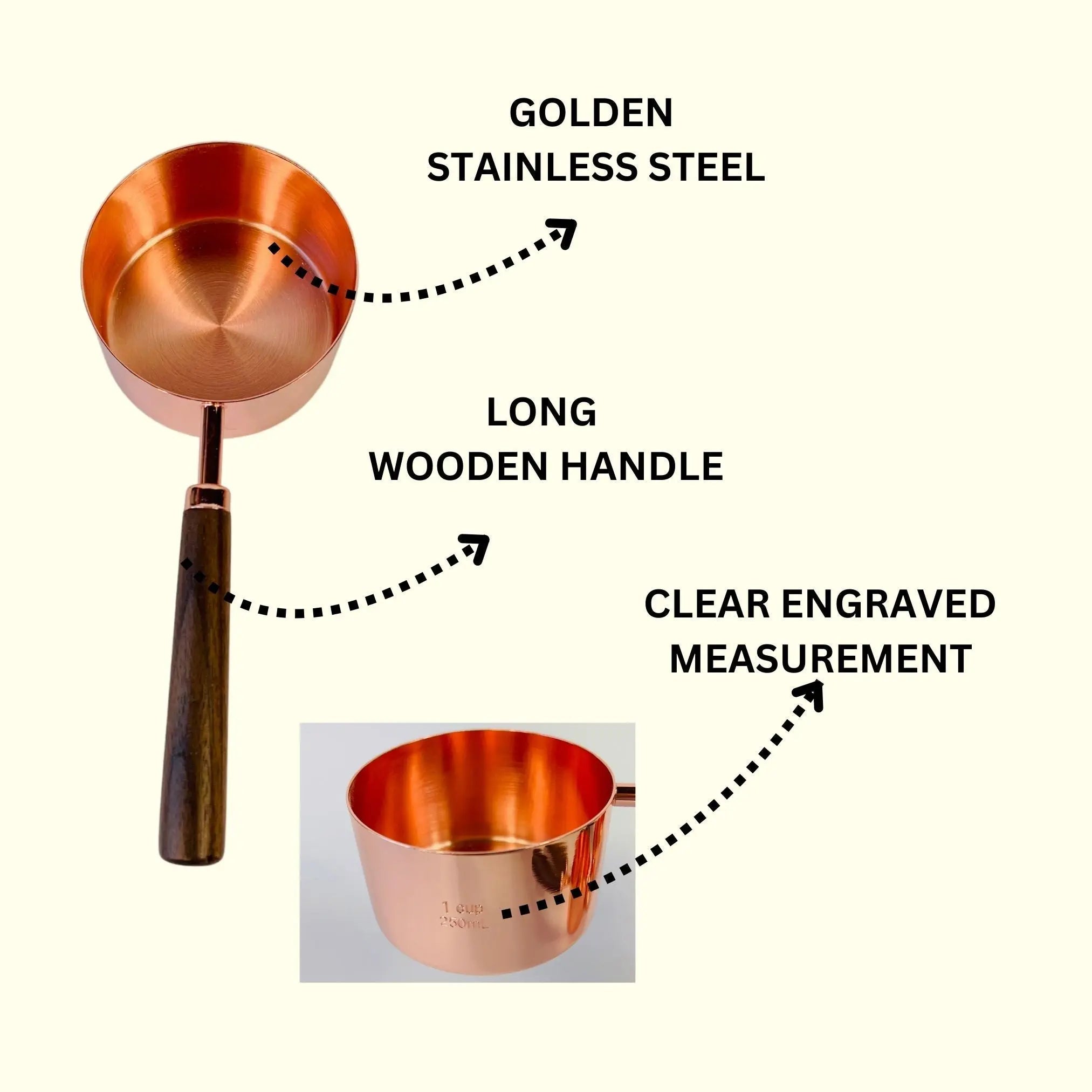 ROSE Gold Stainless Steel Measuring Cups and Spoons Set 8 Pcs - Sweet Degrees Kitchen