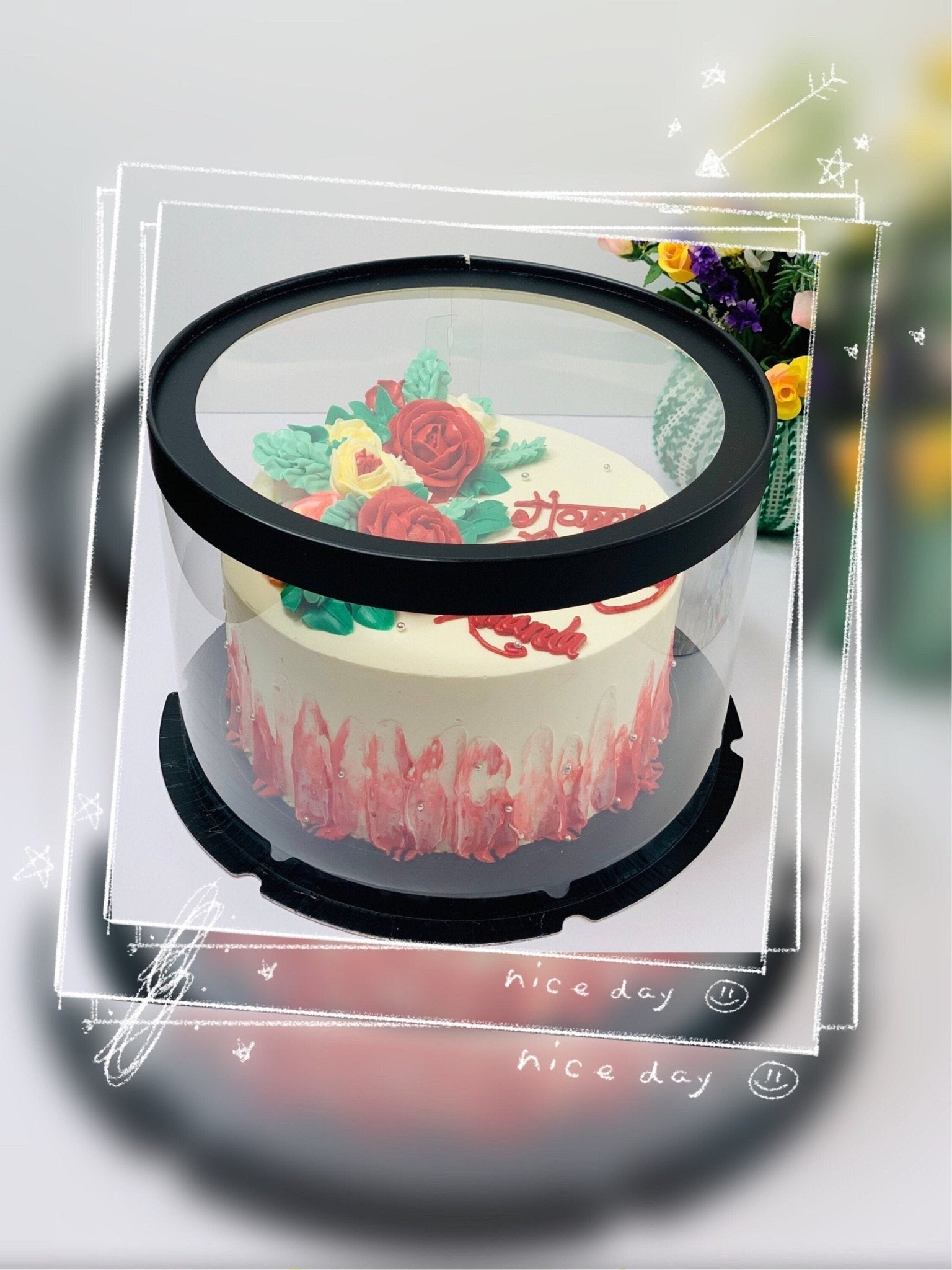 Round Clear Cake Box - 10" D by 9.5" Tall - Clear Cake Boxes with Window - Clear Gift Box - RW1095 Round cake box