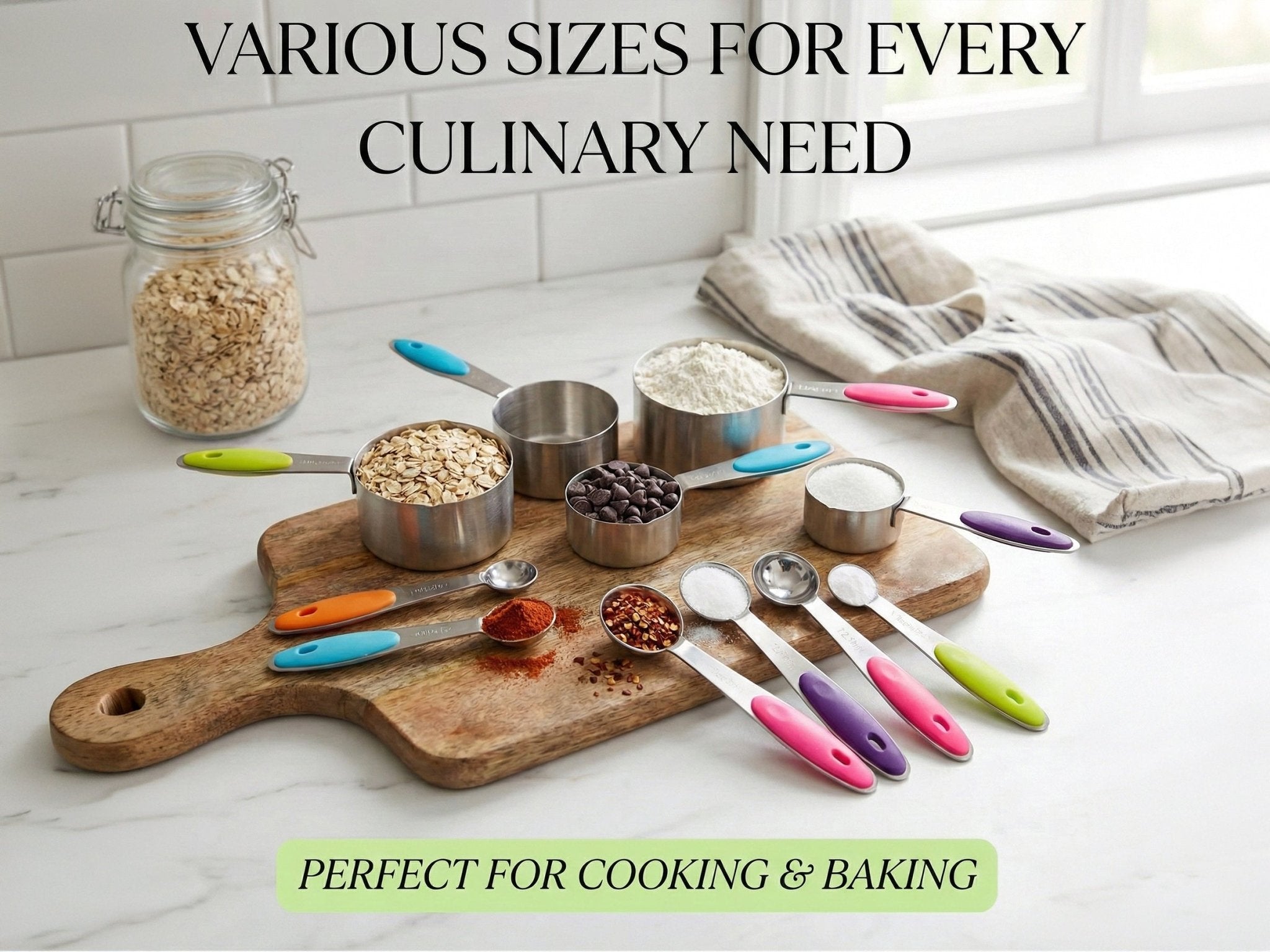 Stainless Steel Measuring Cups and Spoons Set 10 Piece -  measuring cups and spoons