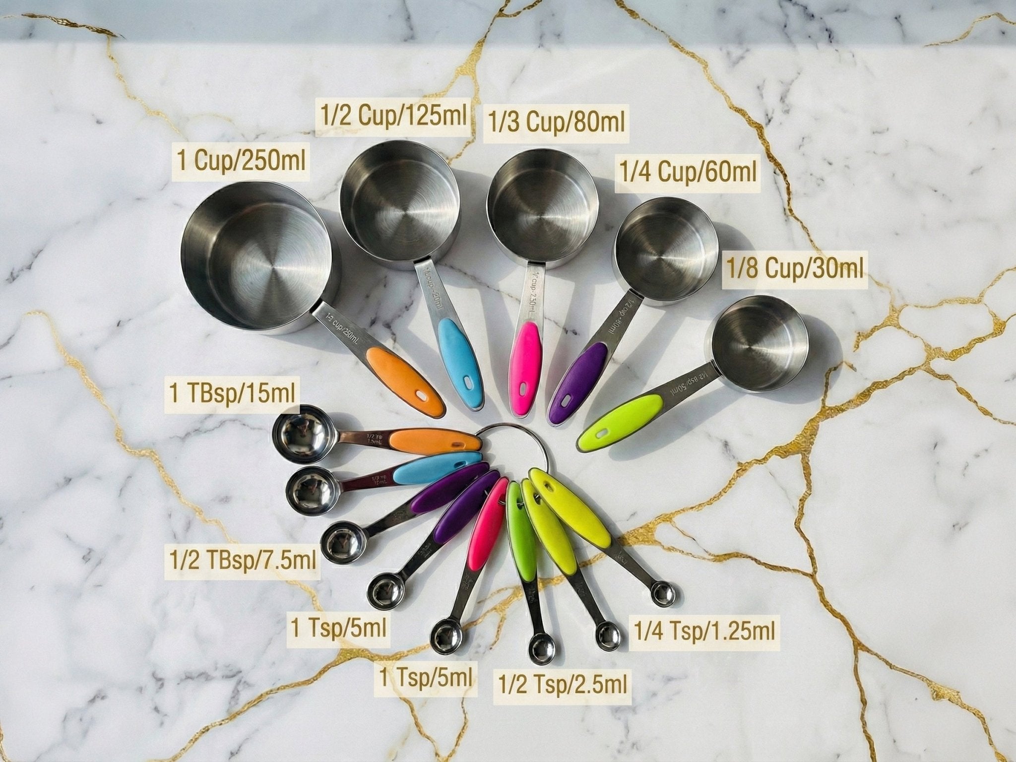 Stainless Steel Measuring Cups and Spoons Set 10 Piece -  measuring cups and spoons