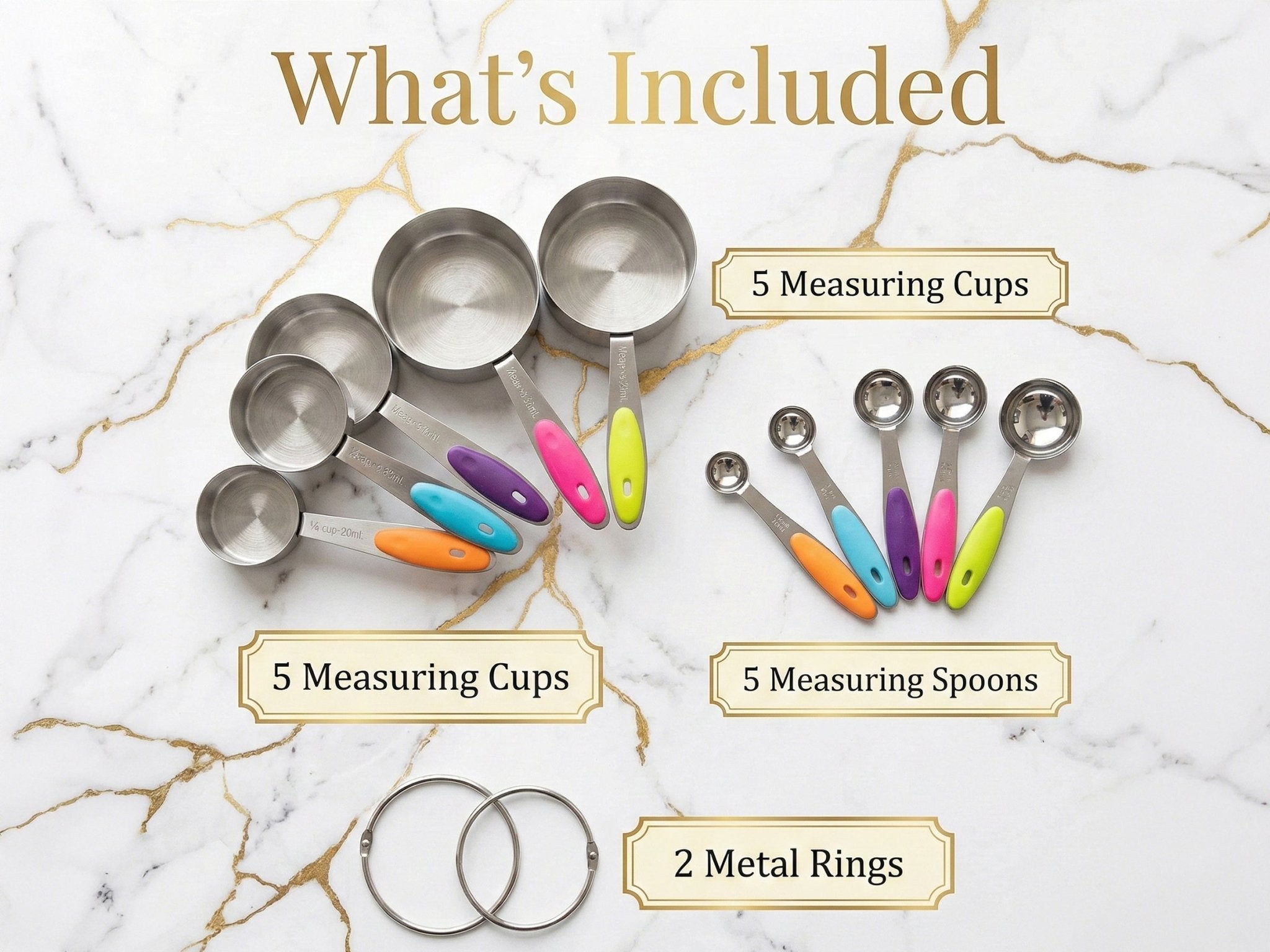 Stainless Steel Measuring Cups and Spoons Set 10 Piece -  measuring cups and spoons