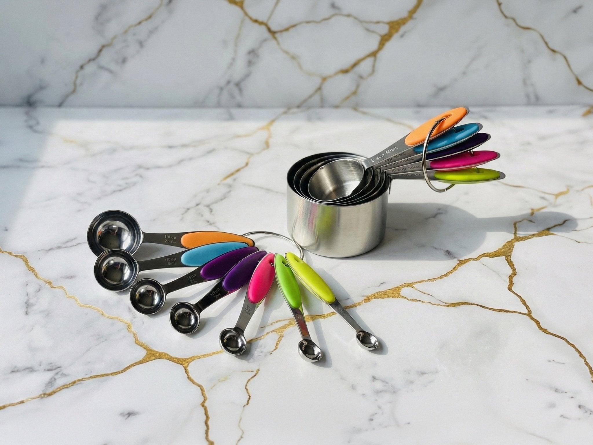 Stainless Steel Measuring Cups and Spoons Set 10 Piece -  measuring cups and spoons