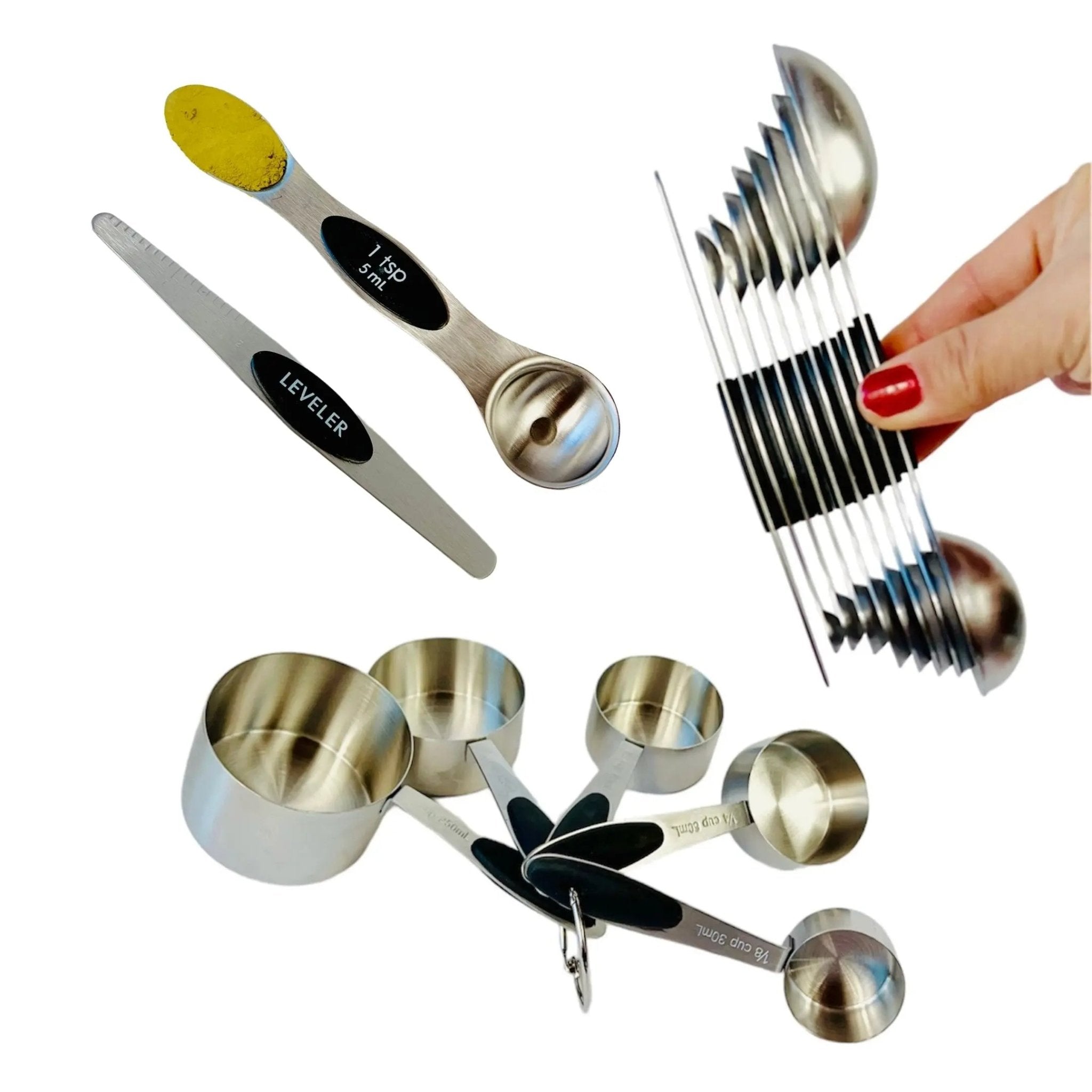 Magnetic Measuring Spoons and Stainless Steel Measuring Cups -  measuring cups and spoons