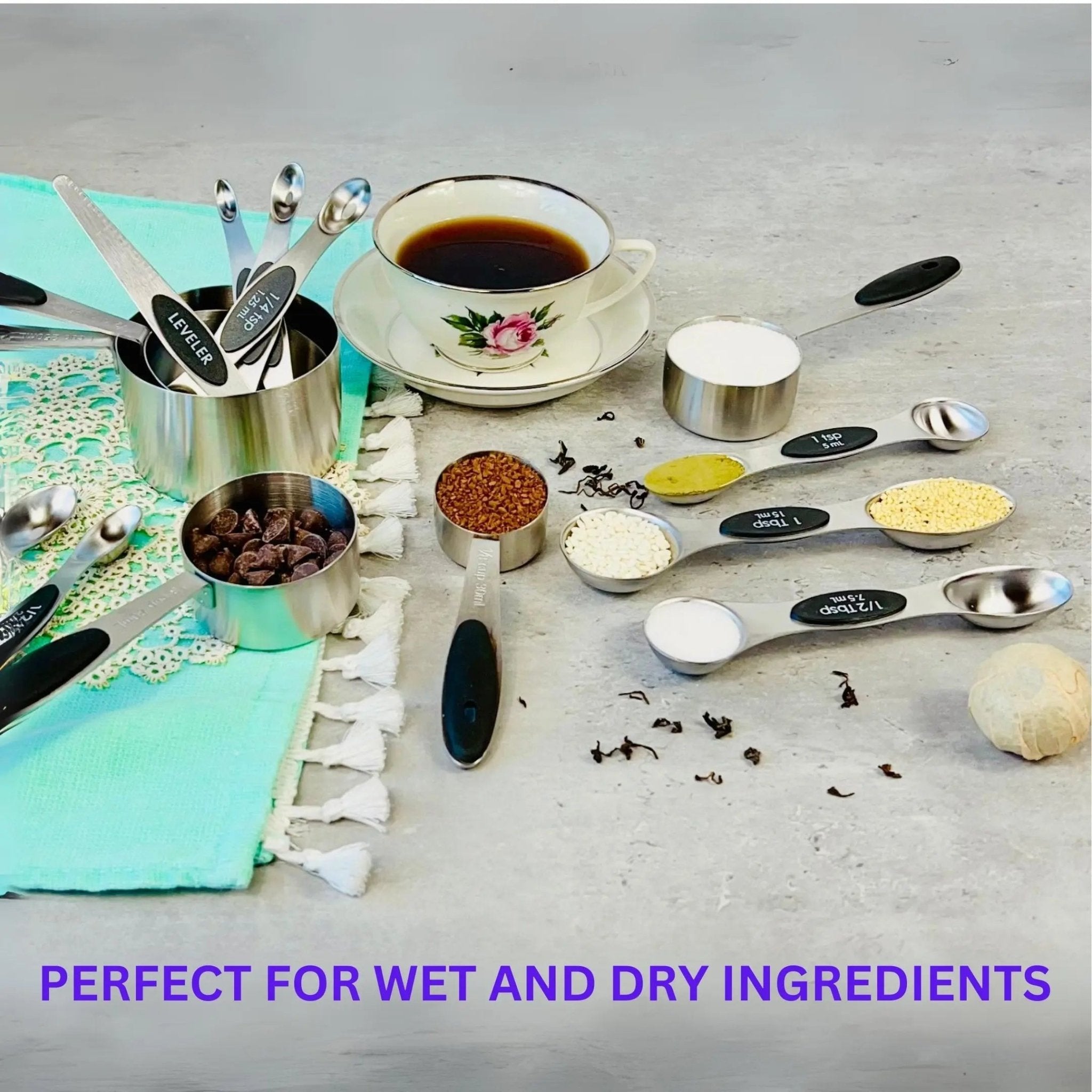 Magnetic Measuring Spoons and Stainless Steel Measuring Cups -  measuring cups and spoons