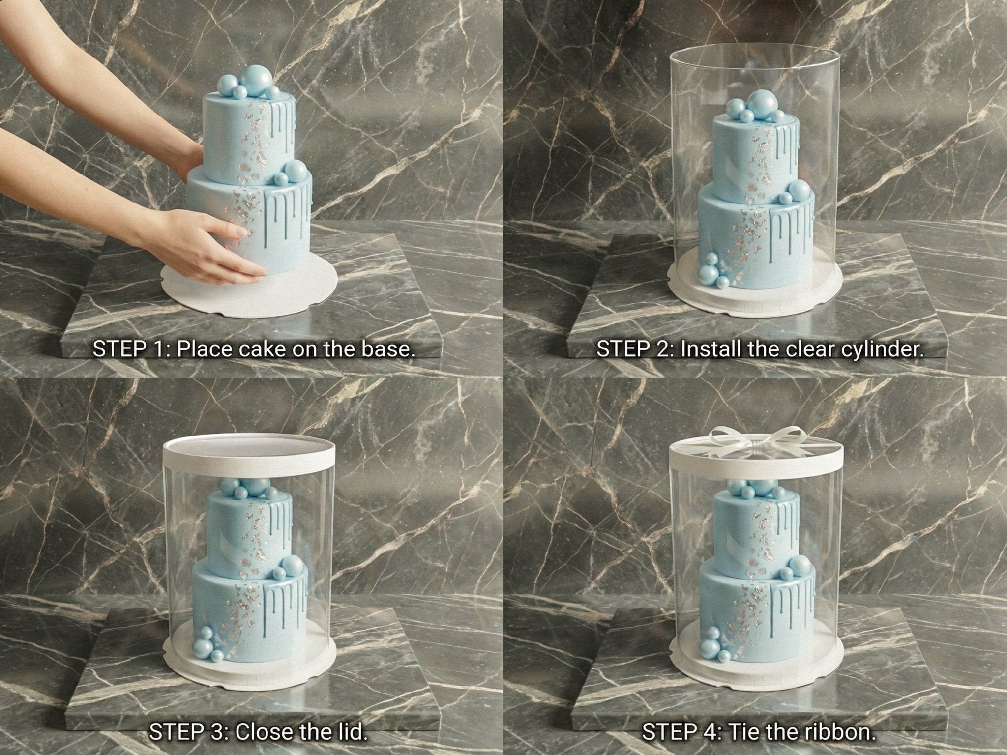 Tall Clear Cake Box 8.5" D x 11.75" H - Transparent Cake Boxes with Window - RW851175 Round cake box