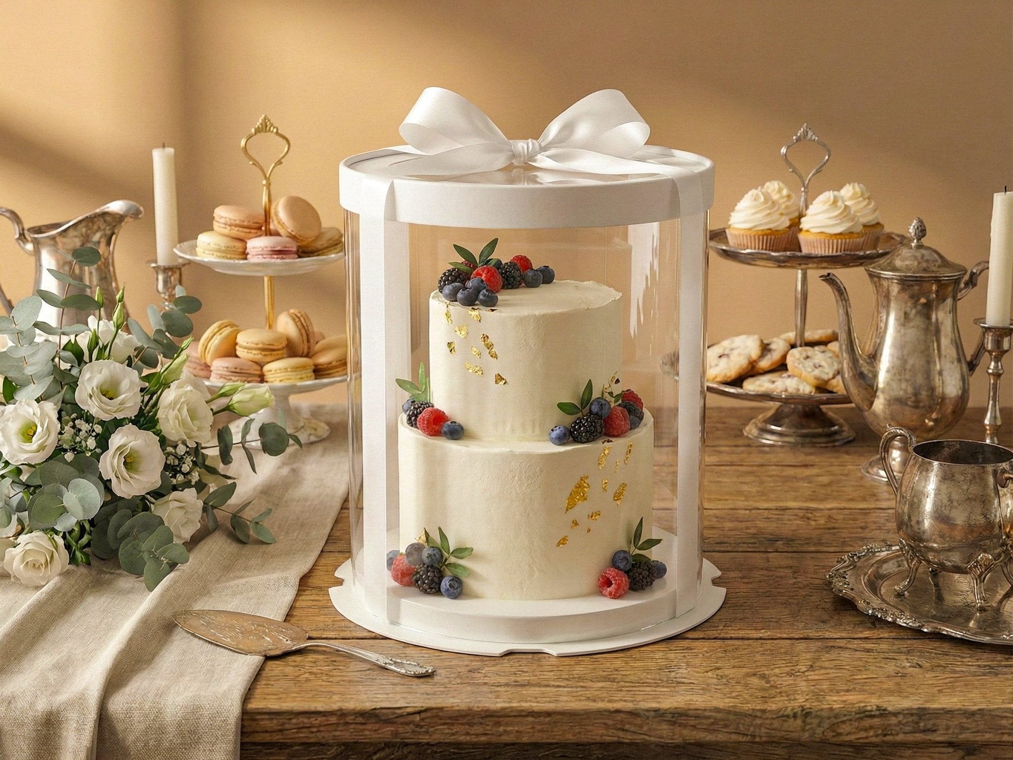 Tall Clear Round Cake Box - 10" D by 12.5" H - Clear Cake Boxes With Window - RW10125 Round cake box