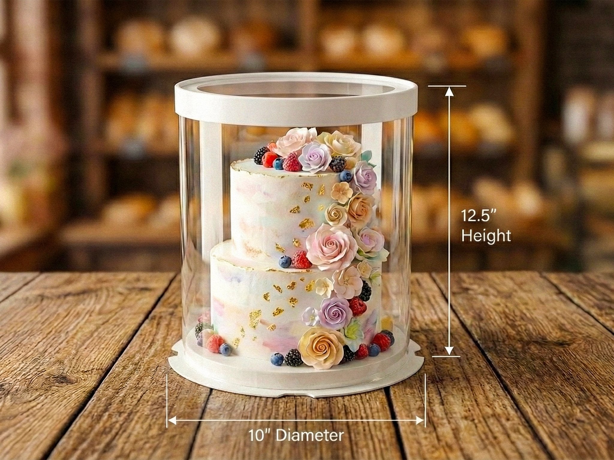 Tall Clear Round Cake Box - 10" D by 12.5" H - Clear Cake Boxes With Window - RW10125 Round cake box