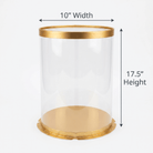 Tall Clear Round Cake Box 10 x 17.5 Gold Base & Lid - variant_product_type