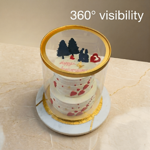 Tall Clear Round Cake Box 10 x 17.5 Gold Base & Lid - variant_product_type