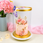 Tall Clear Round Cake Box 10 x 17.5 Gold Base & Lid - variant_product_type