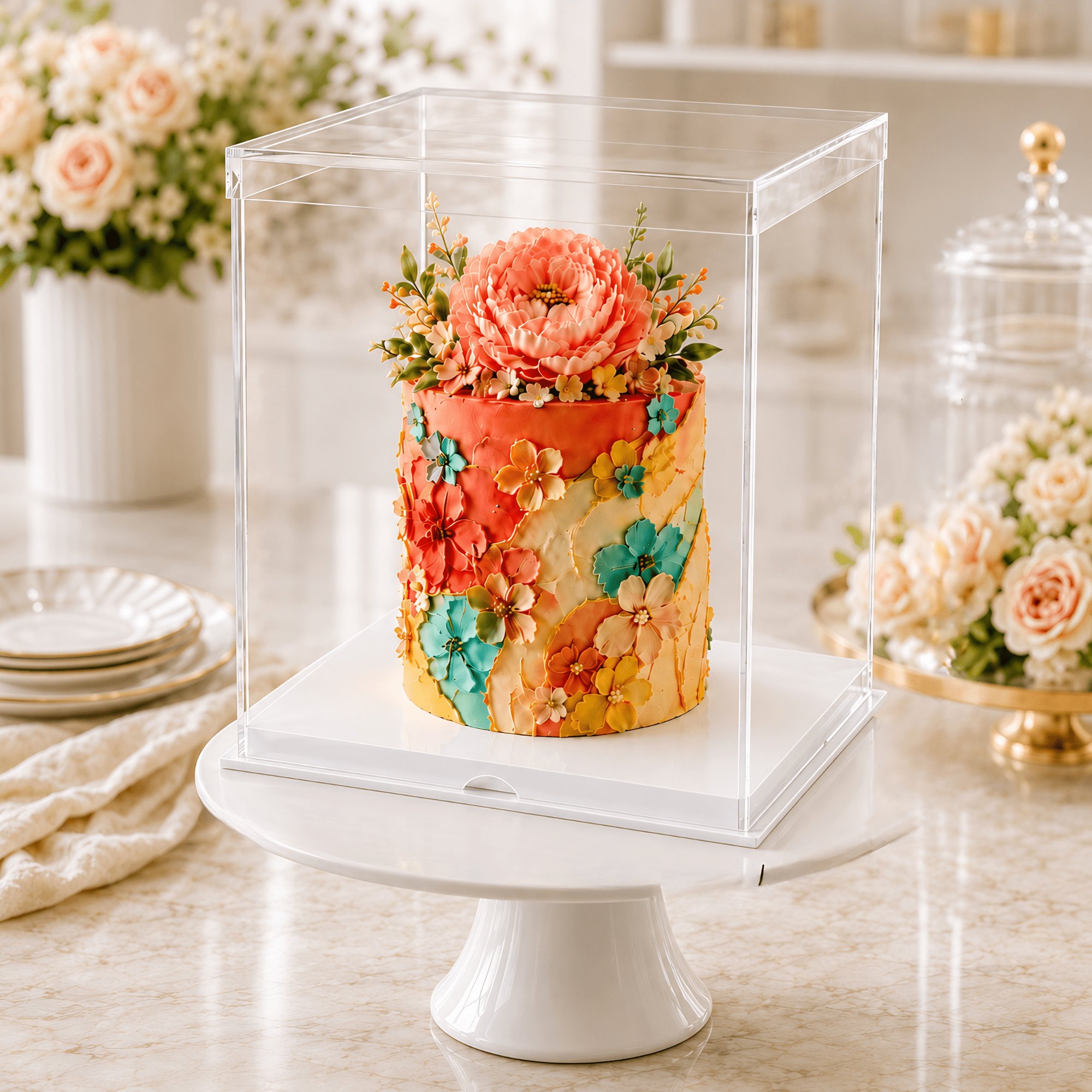Tall Clear Square Cake Box 13 x 13 x 14 for Tiered Cakes – Sweet
