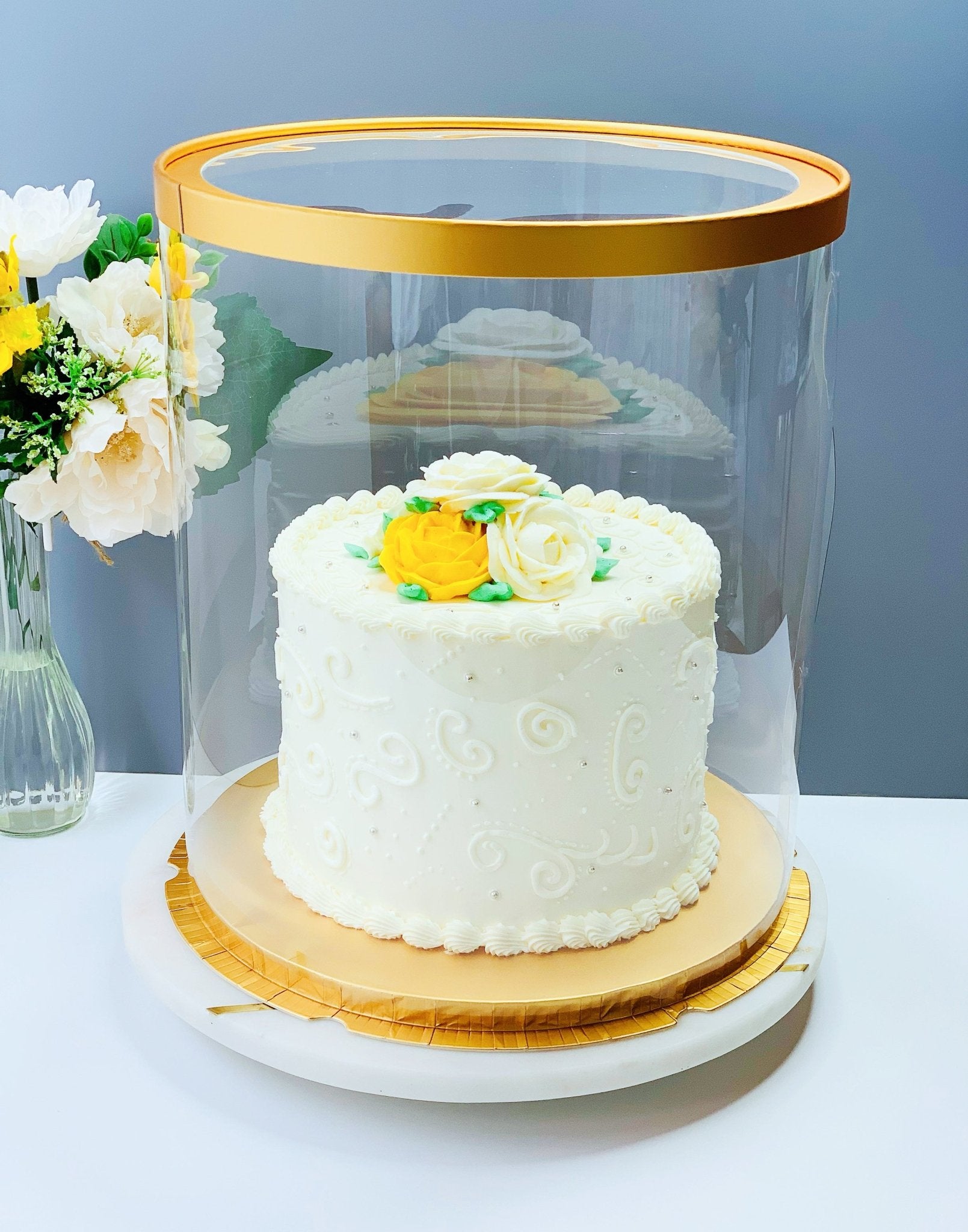 Tall Round Clear Cake Box with Window - 10 Inch Diameter x 12.5 Tall -  Round cake box