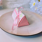 Triangle Wedding Favor Boxes with Ribbon 50 Pcs - Pink Feather Gift Boxes & Tins