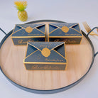 Vintage Wax Seal Envelope Wedding Favor Boxes - 50 Pack Gold Accent Party Favor Boxes for Bridal Shower & Events