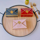 Vintage Wax Seal Envelope Wedding Favor Boxes - 50 Pack Gold Accent Party Favor Boxes for Bridal Shower & Events