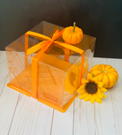 orange 8 Inch Square Clear Cake Box