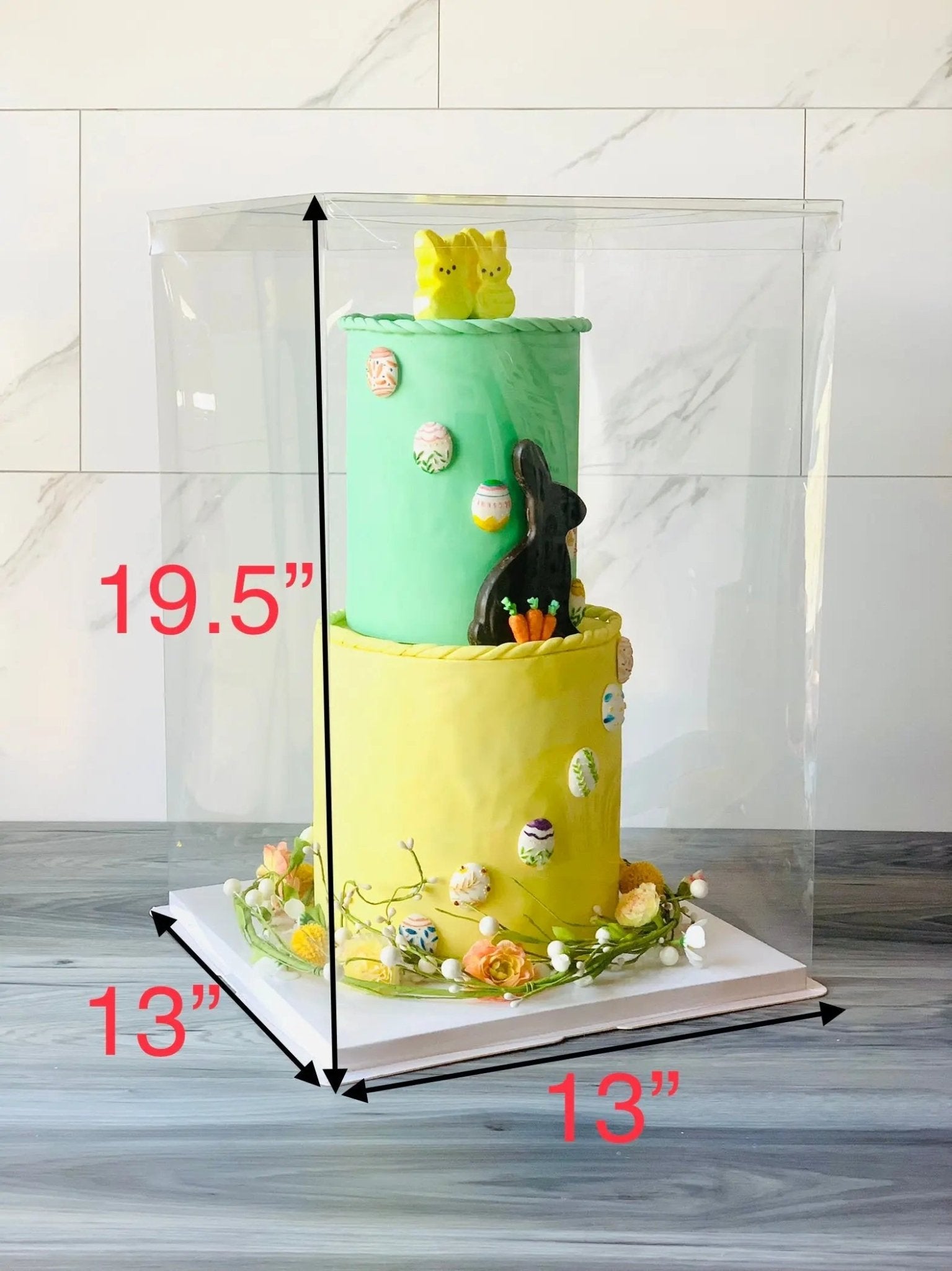 4 Tier Extra Tall Clear Cake Box With Ribbon - 13"L x 13"W x 19.5"H - S13195Sweet Degrees Kitchen