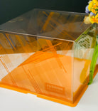 Orange 8 Inch Square Clear Cake Box
