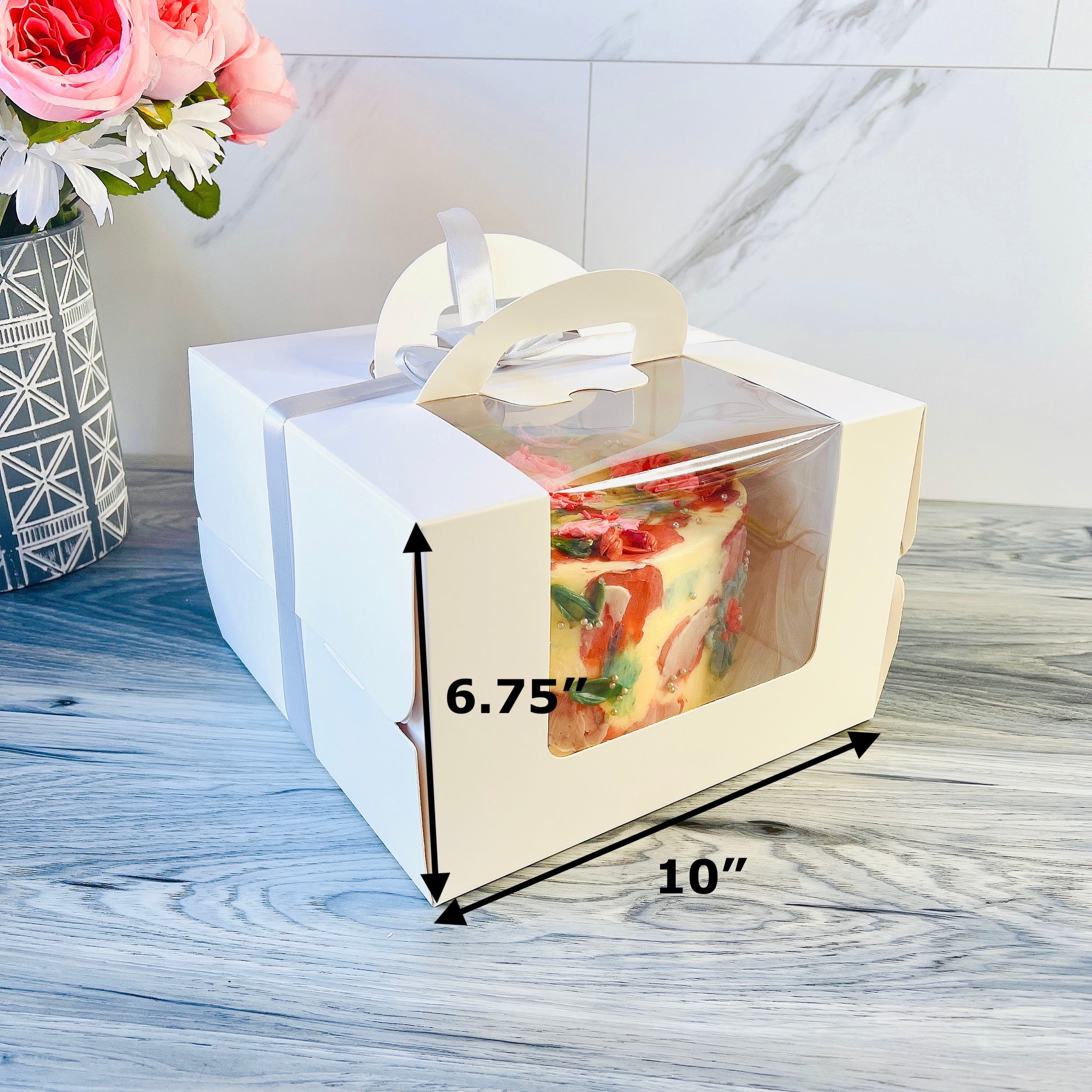 White Square Cake Box with Window