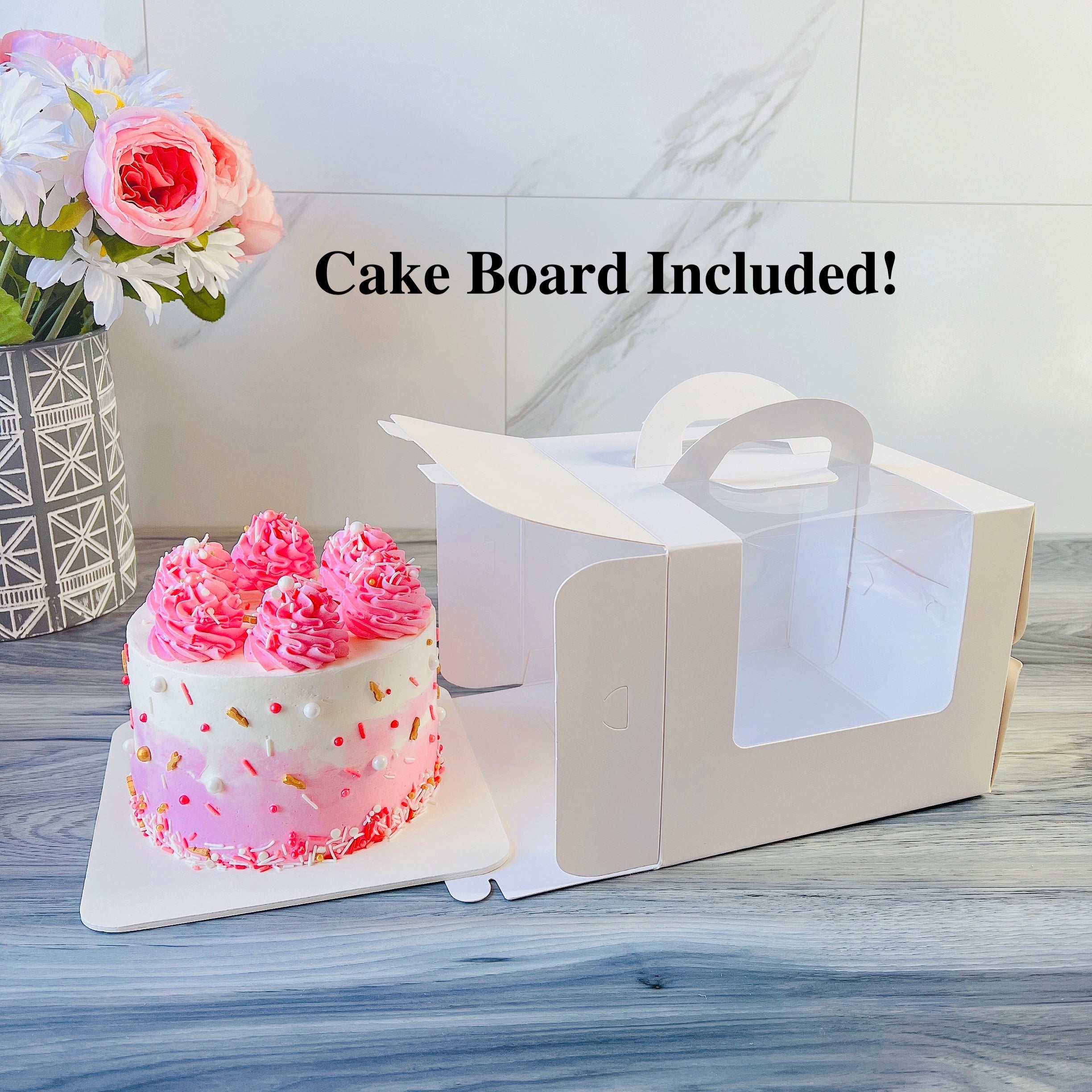 White Square Cake Box with Window