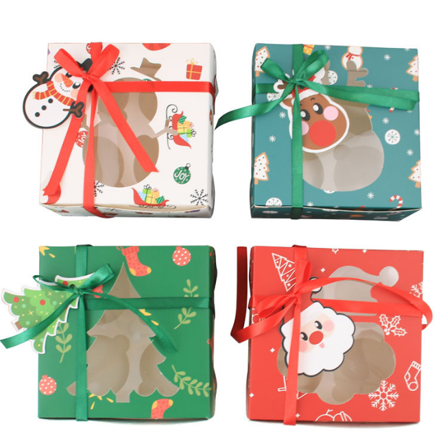 12 PCs Christmas Desserts Cupcake Gift Boxes with Christmas Tags and Ribbons
