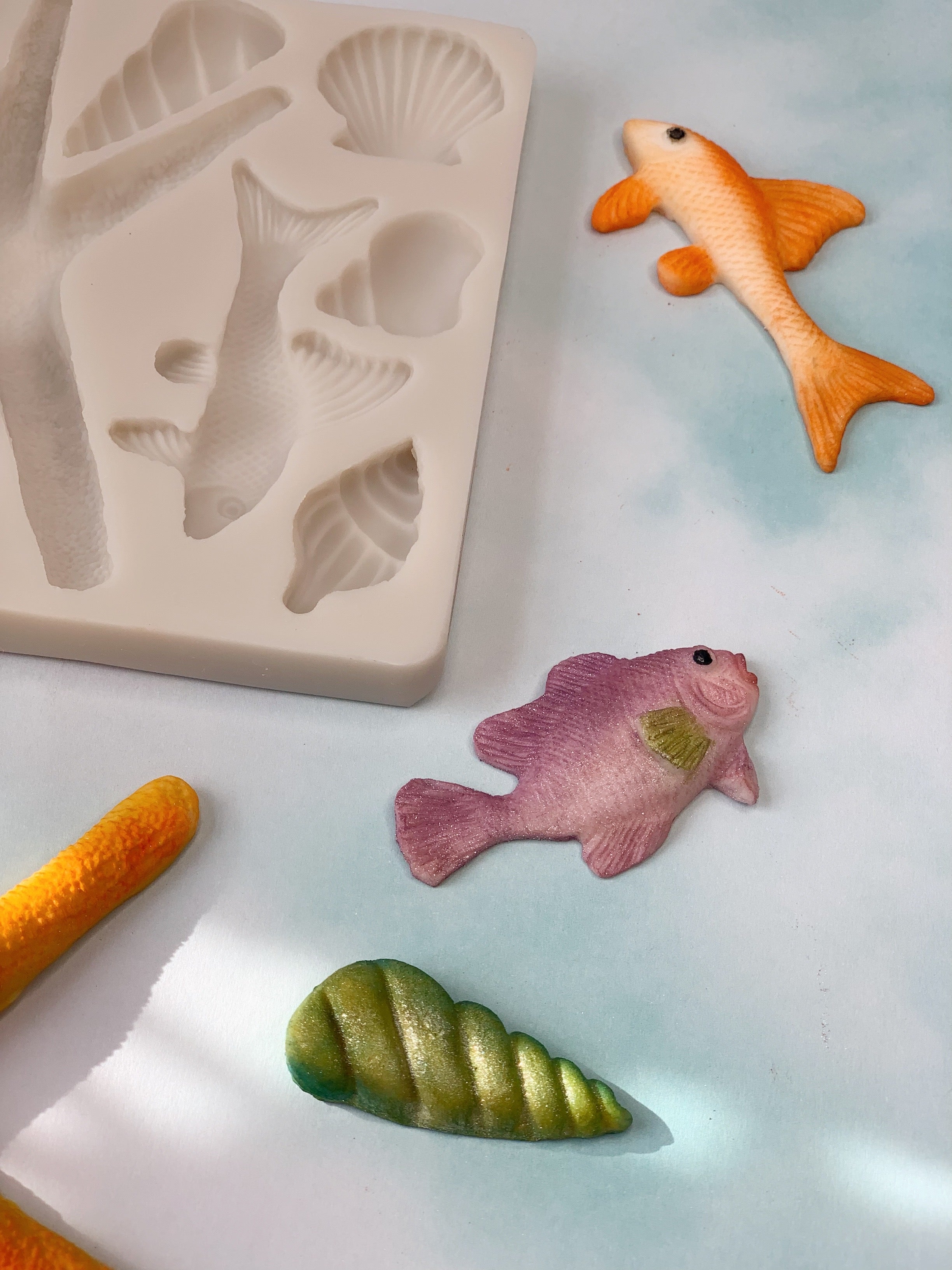 Under the sea world animals-Sea Horse-Starfish-Sea Shells-Fishes Silicone Mold 