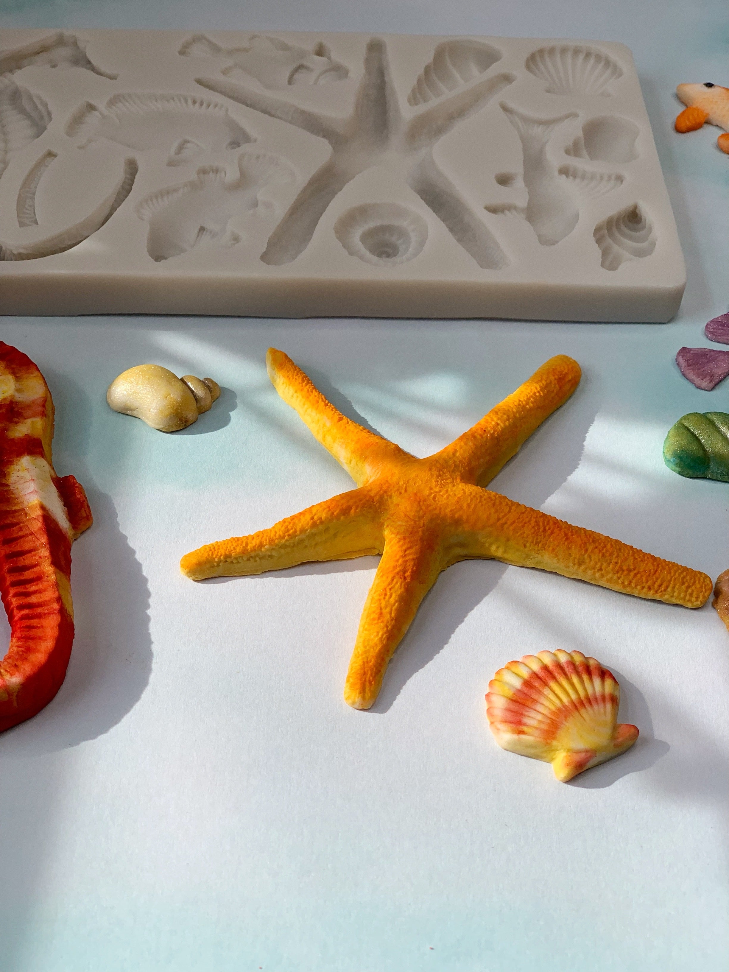 Under the sea world animals-Sea Horse-Starfish-Sea Shells-Fishes Silicone Mold 