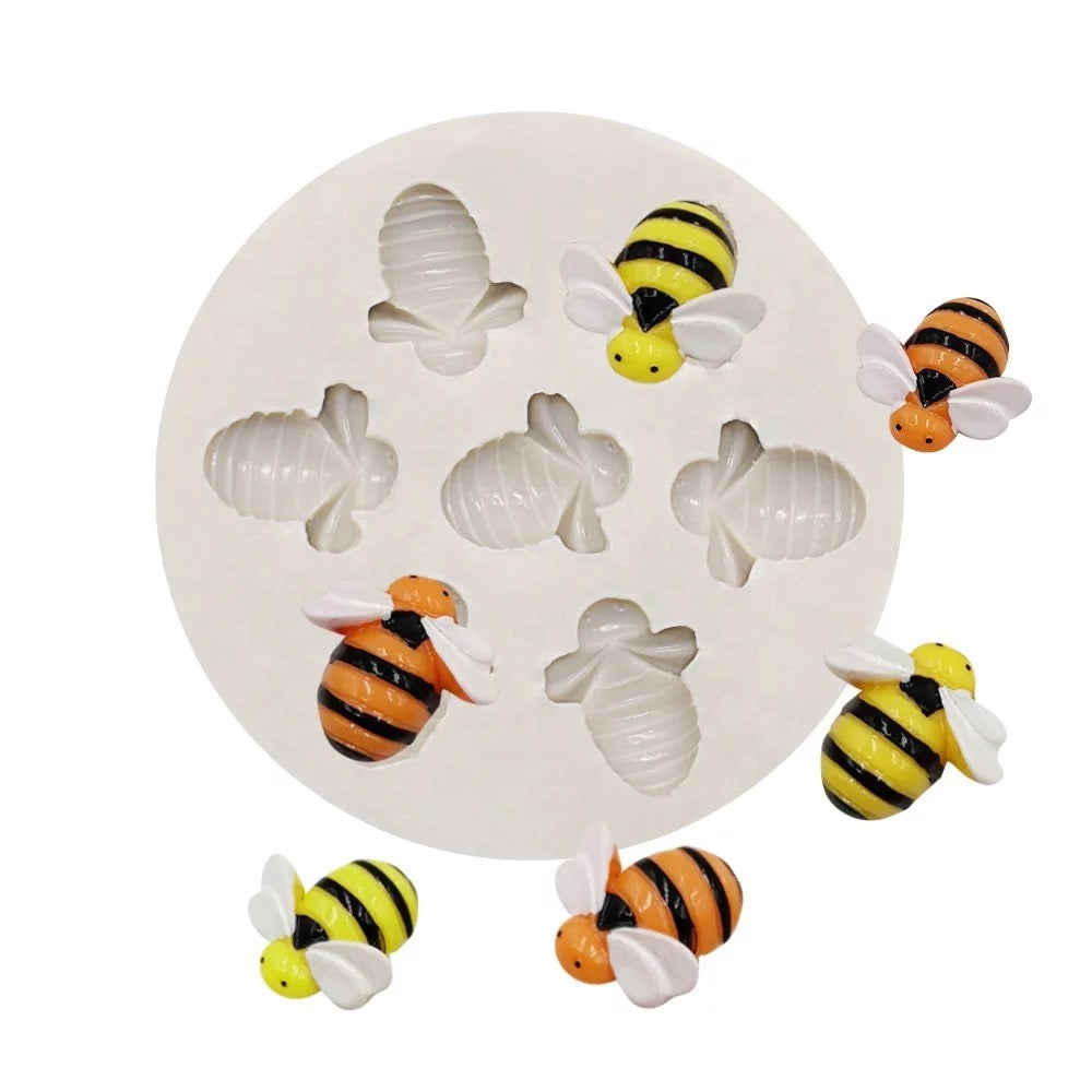 Bee and Honeycomb Silicone Molds Set, 7 cavity Bee Mold, Honeycomb