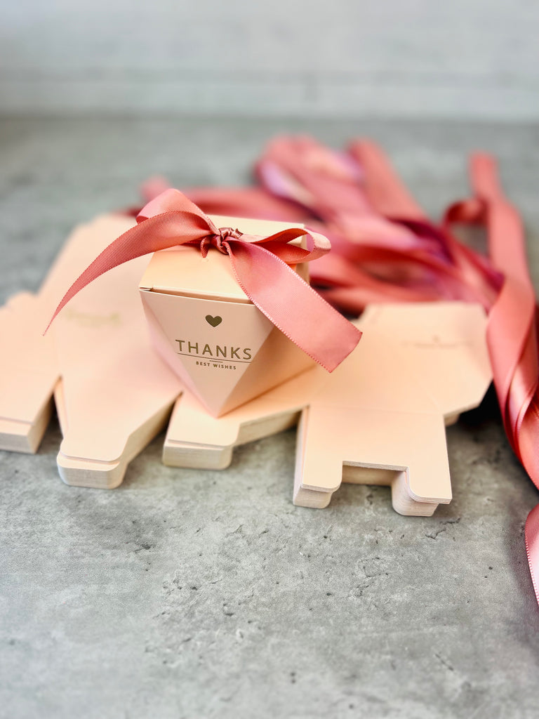 Pink Wedding Favor Boxes with Ribbon