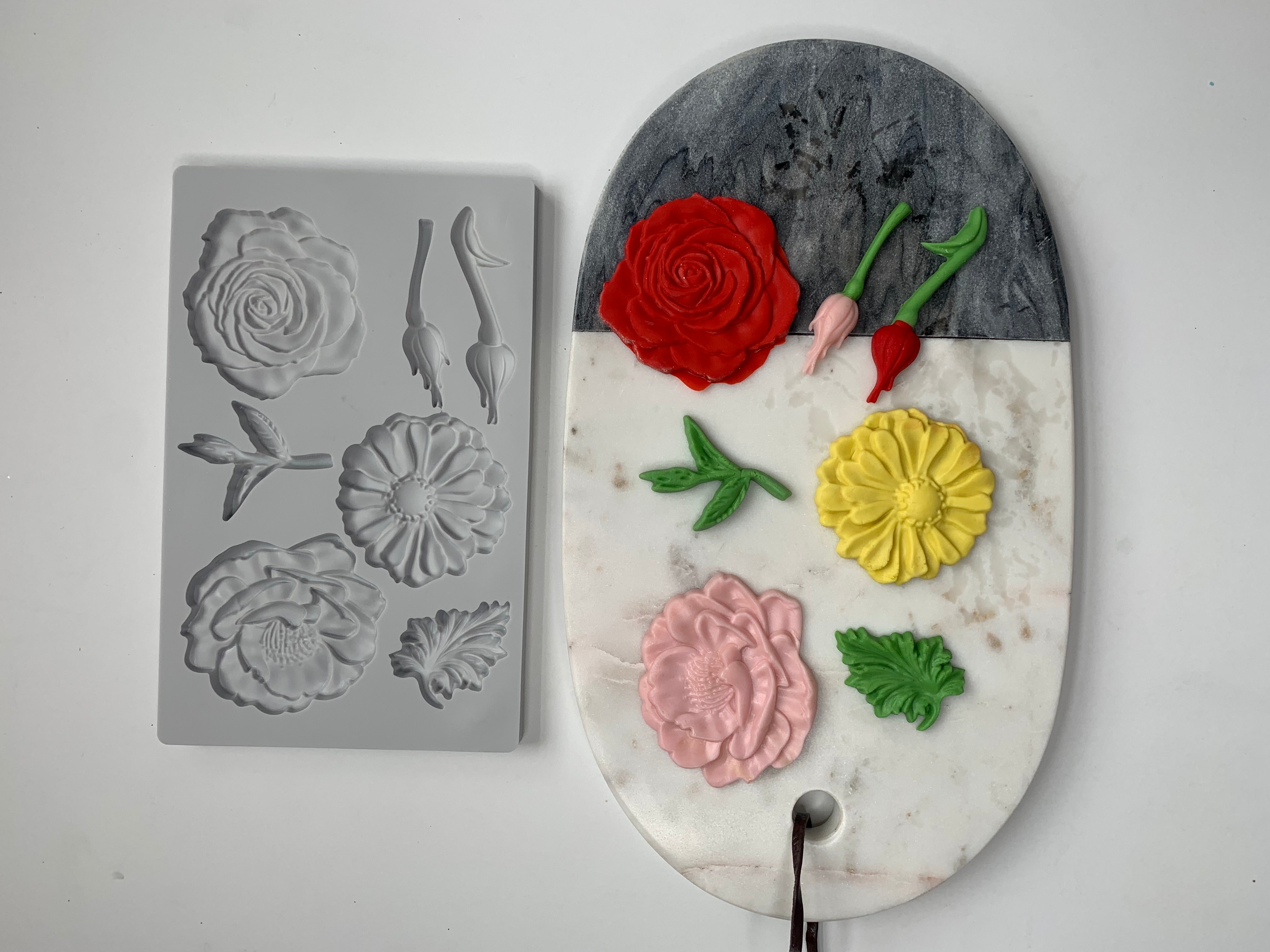 Re-Design Prima Decor Garden Flowers Aster Roses Food Grade Silicone Mold