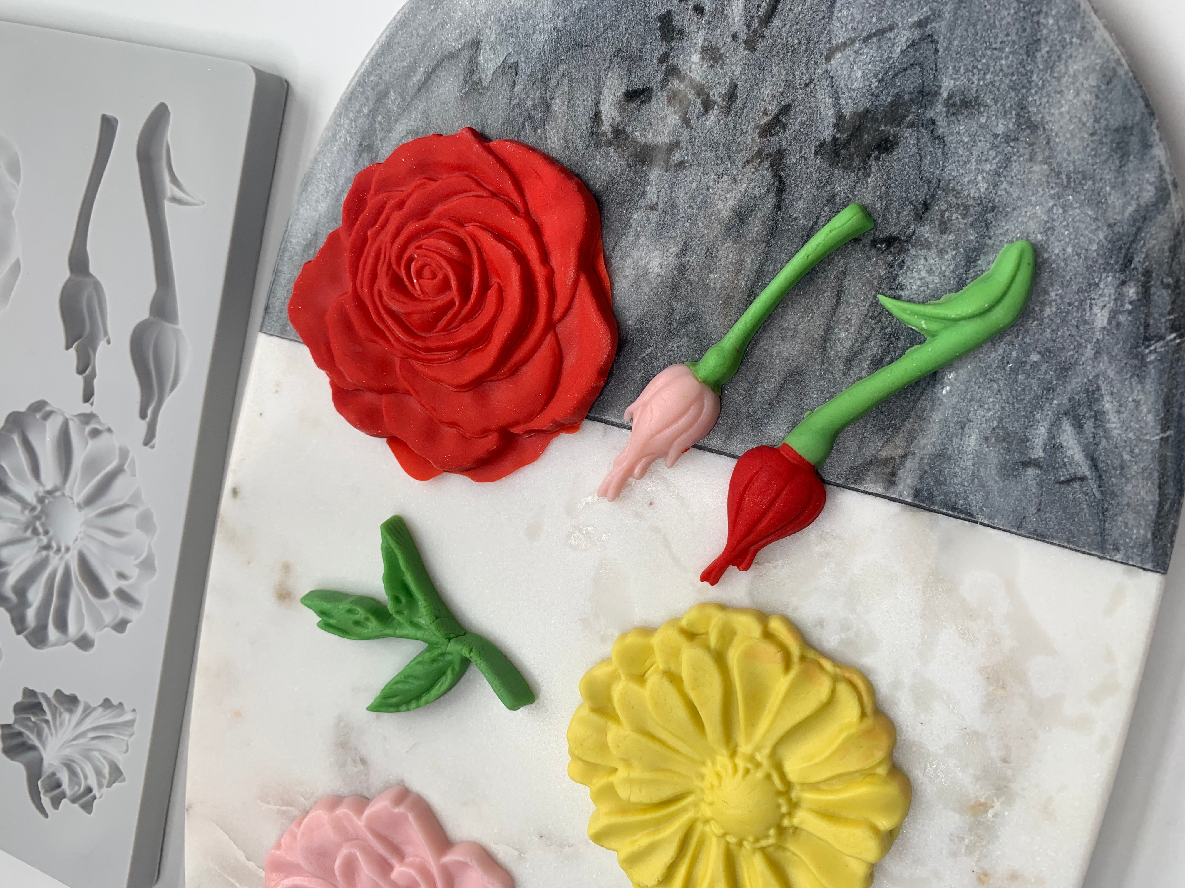 Re-Design Prima Decor Garden Flowers Aster Roses Food Grade Silicone Mold