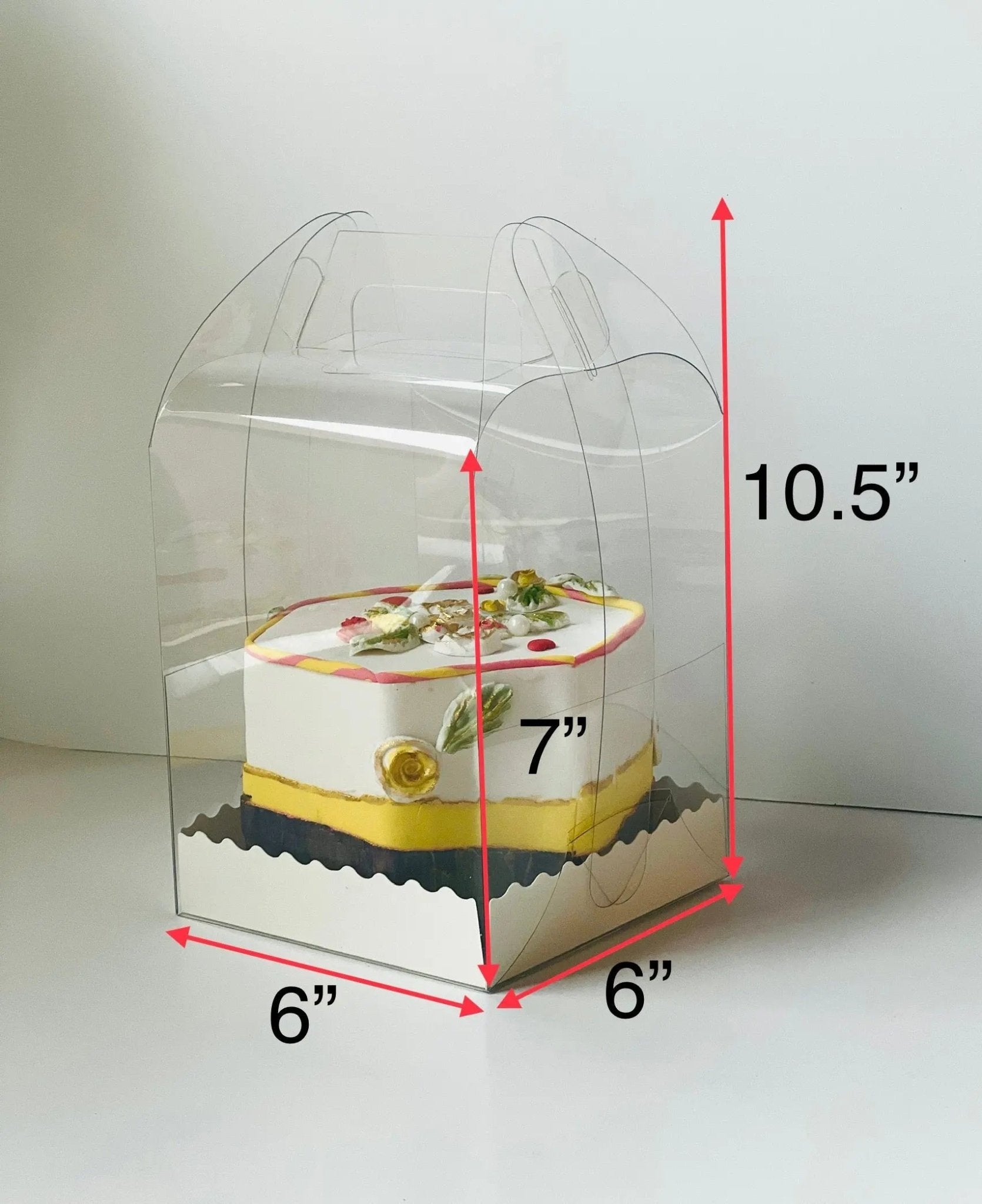 Clear Cake Desserts Boxes with Handle - H6105 Square Cake box