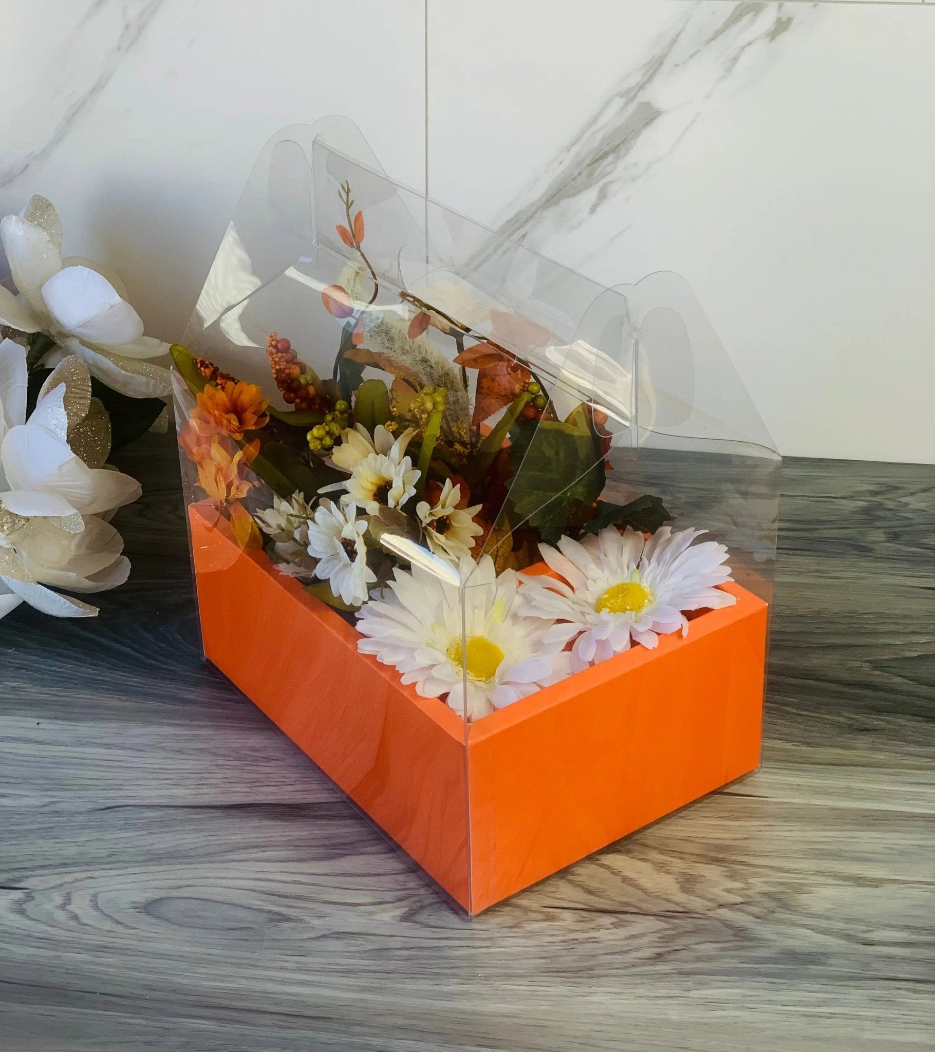 Clear Cake Flower Box with Handle - Gift box - OFCB Gift Boxes & Tins