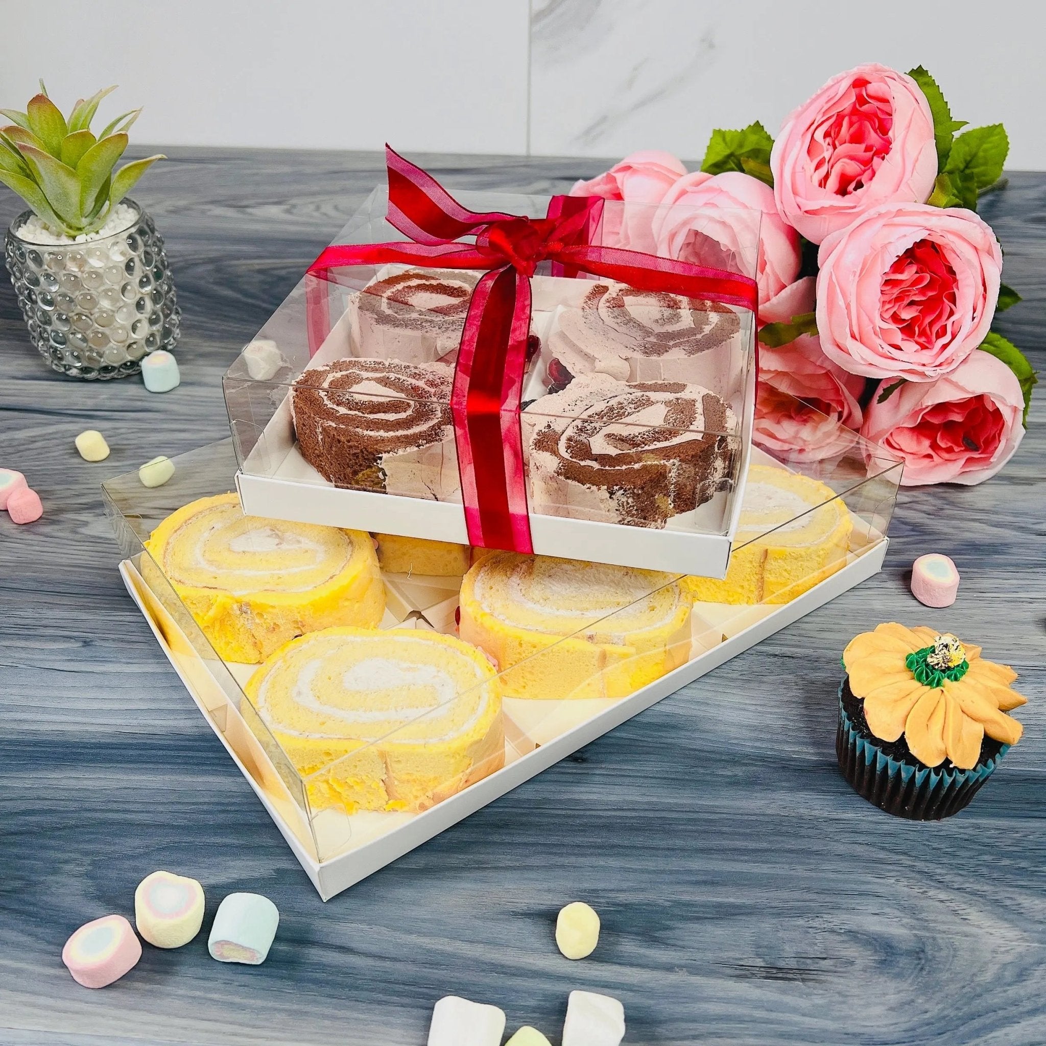 Clear Dessert Boxes With 4, 6 Holes - Donuts Box - Cookie Boxes - D04Sweet Degrees Kitchen