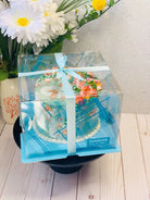 Blue 8 Inch Square Clear Cake Box