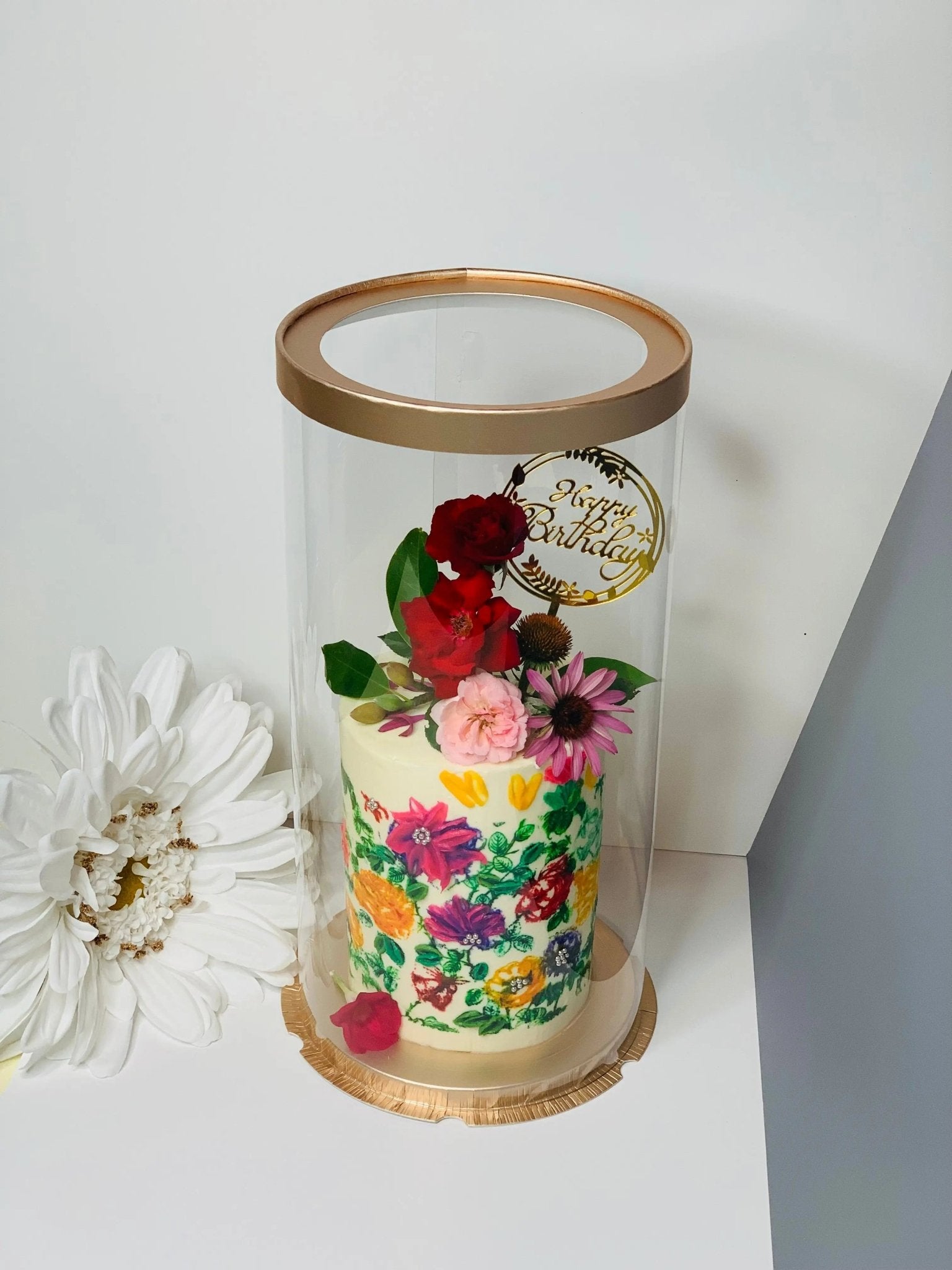 Extra Tall Clear Cake boxes - 8.5" D x 17.5" H - Tall Cake Box for Tiered Cake -  Round cake box