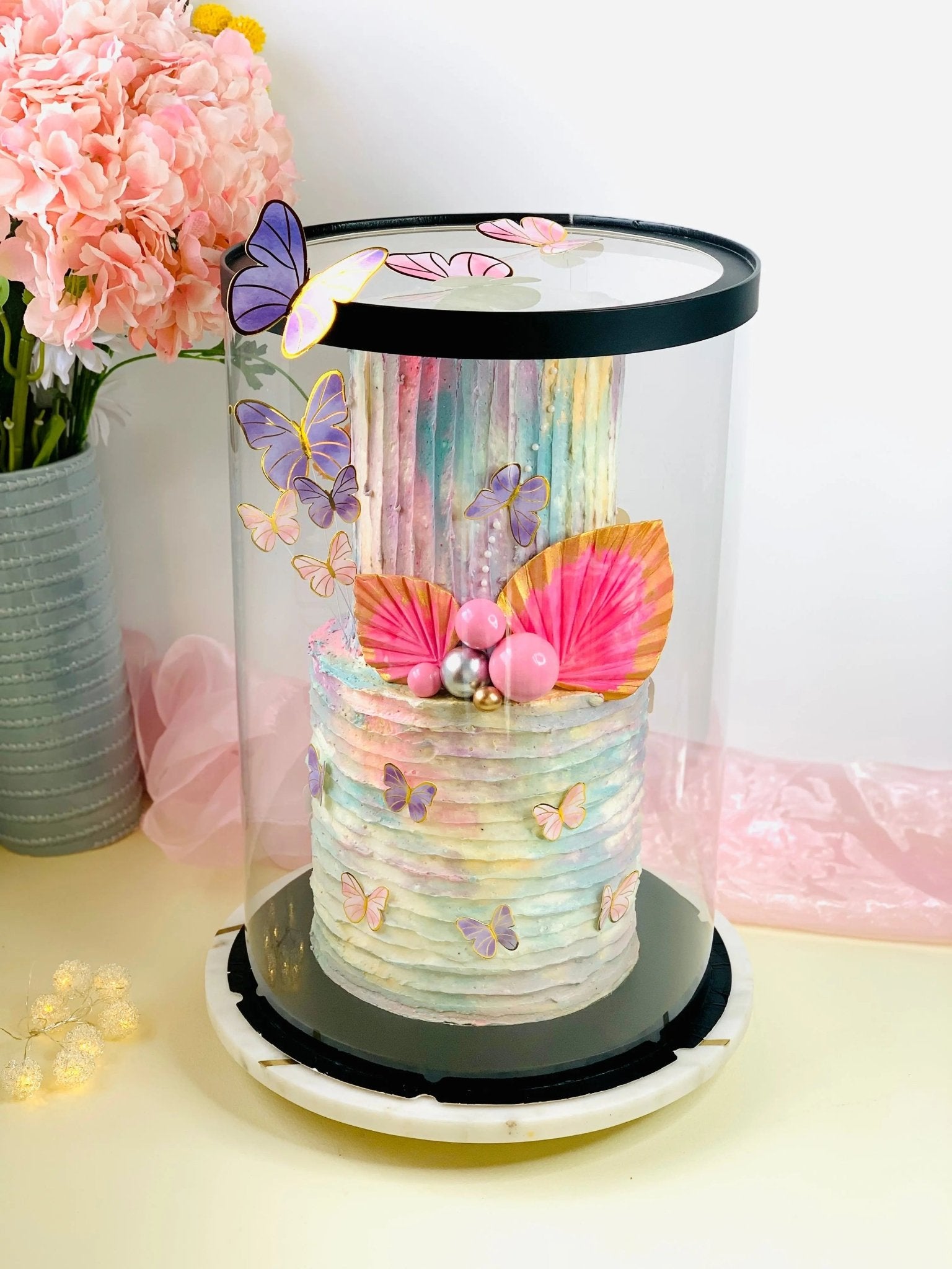 Extra Tall Round Clear Cake Box - 10" D x 17.5" H - Clear Cake Boxes for Tall Tiered Cakes - RW10175 Round cake box