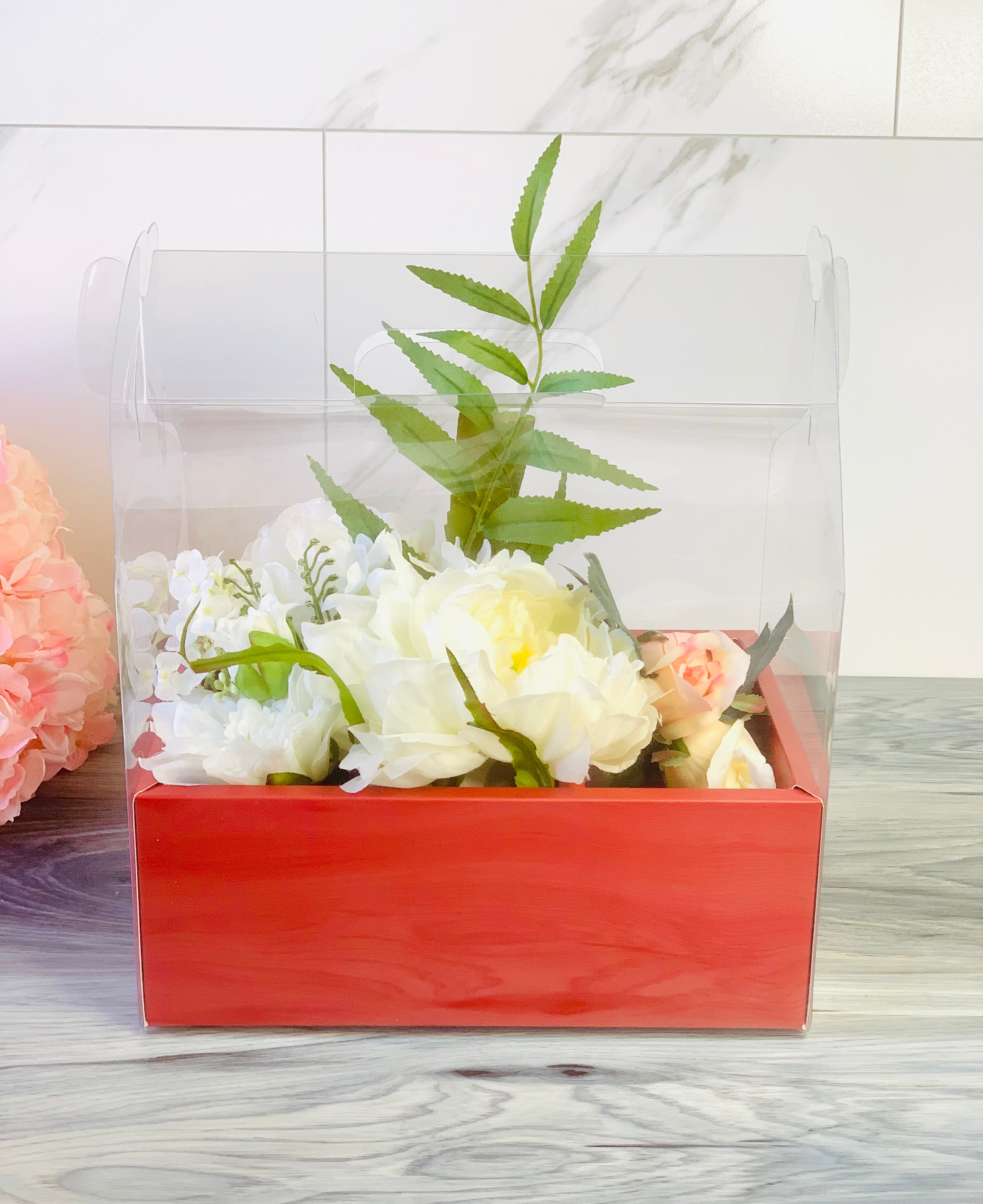 Clear Cake Flower Box with Handle - Gift box