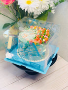 Blue 8 Inch Square Clear Cake Box