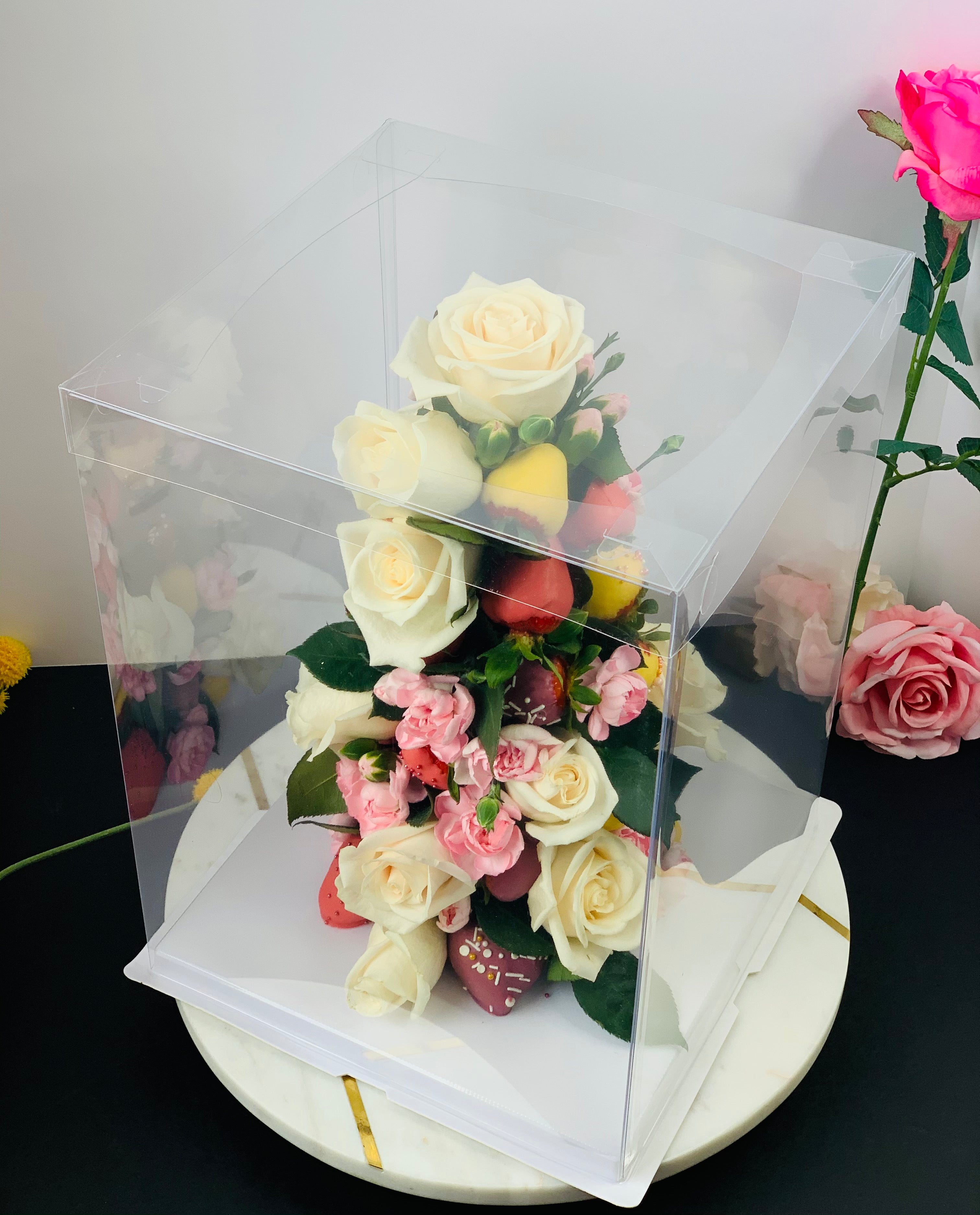 10"L x 10"W x 12"H Extra Tall Clear Square Cake Box