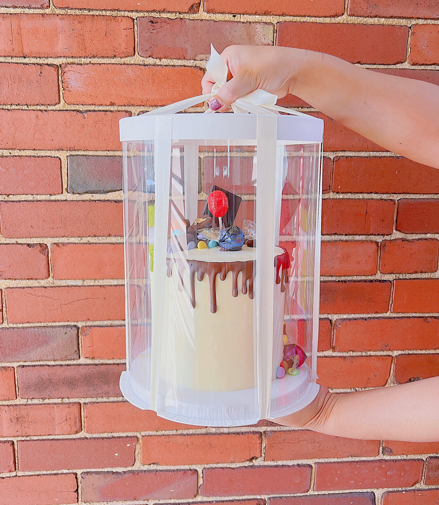 Matt White SQUARE Deluxe PVC Transparent Crystal Cake Box