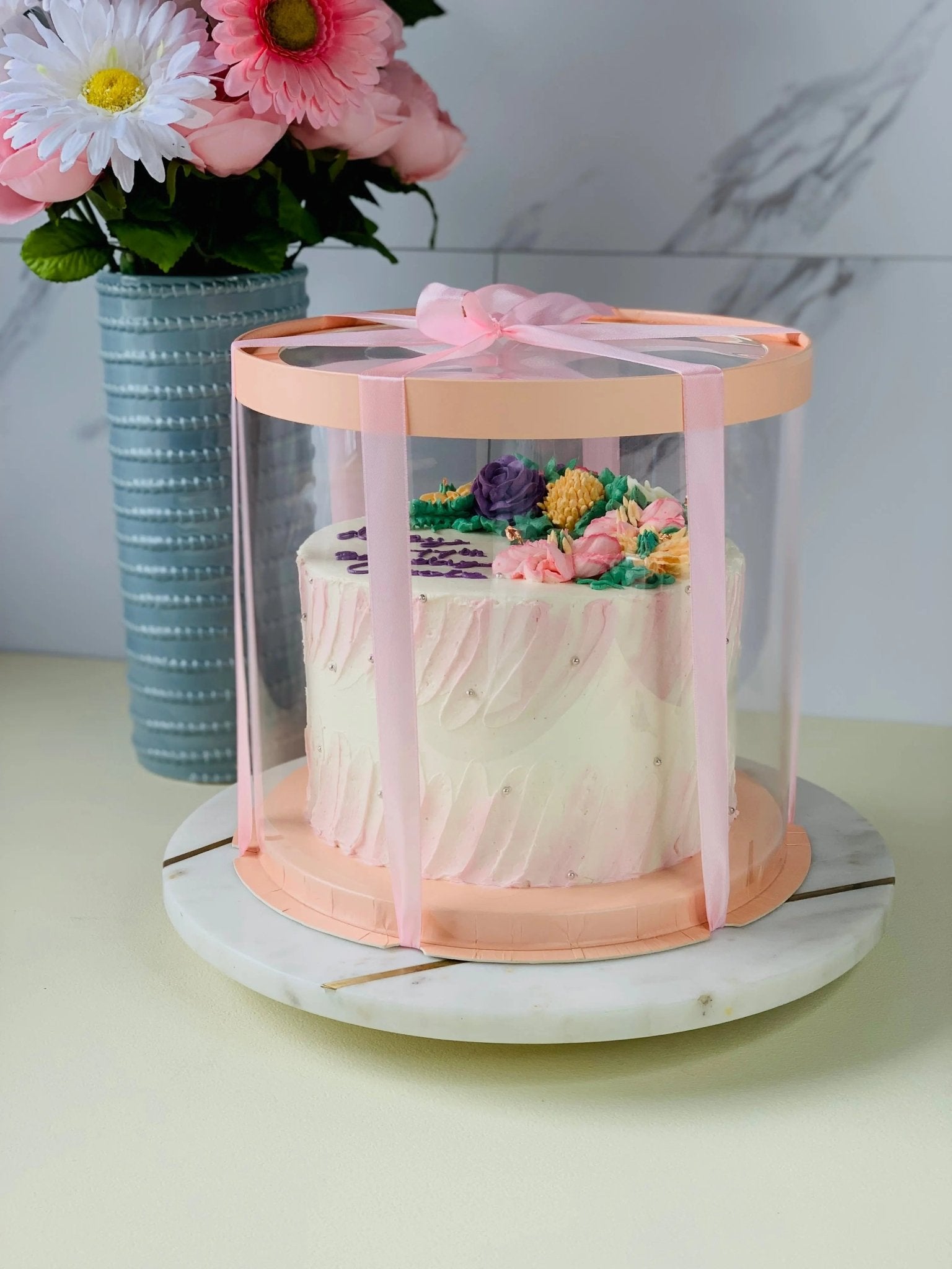 Round Clear Cake Box - 10" D by 9.5" Tall - Clear Cake Boxes with Window - Clear Gift Box -  Round cake box