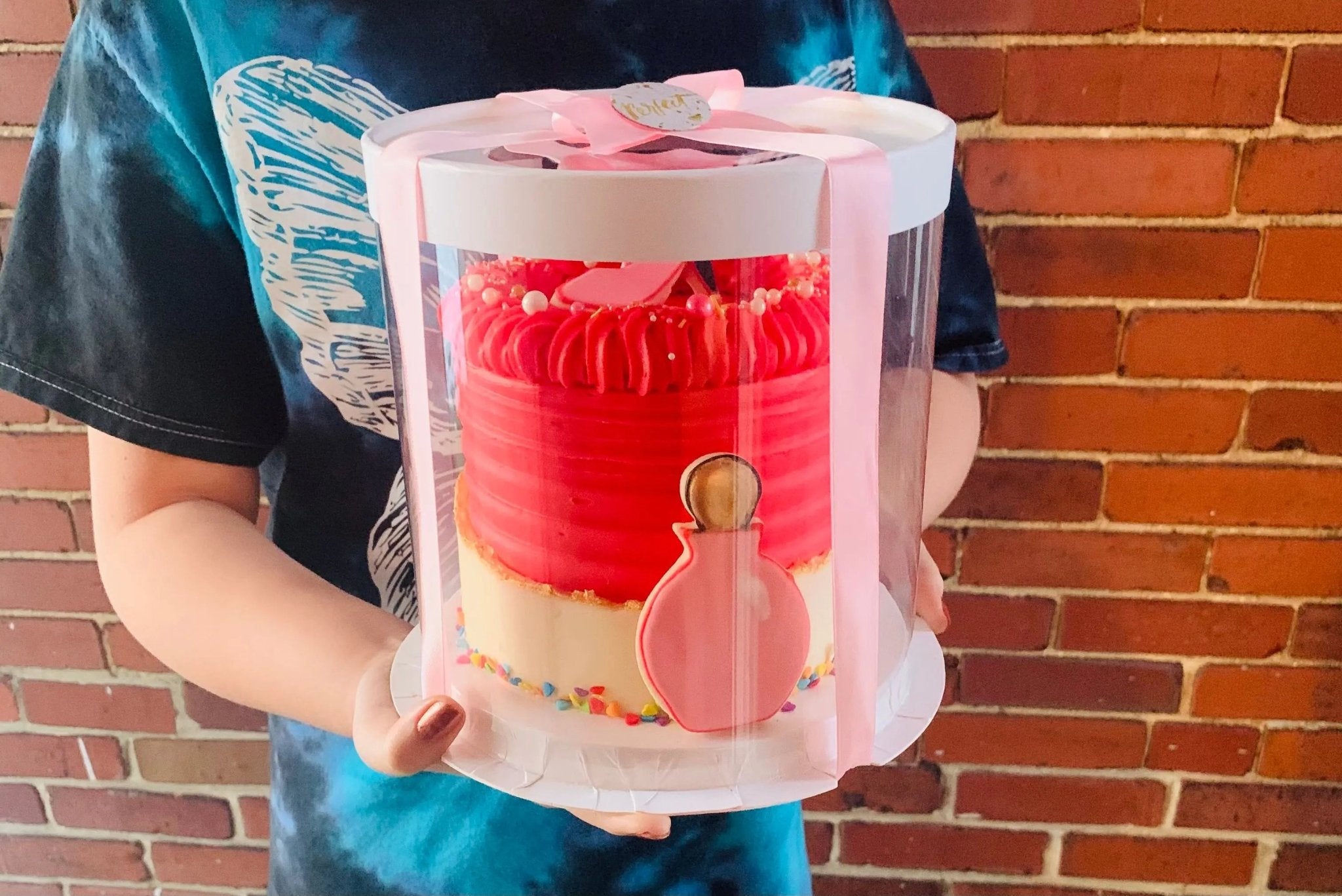 Round Clear Cake Boxes - 7" D by 7" Tall - Transparent Cake Box with Window for Small Cake - RW77 Round cake box