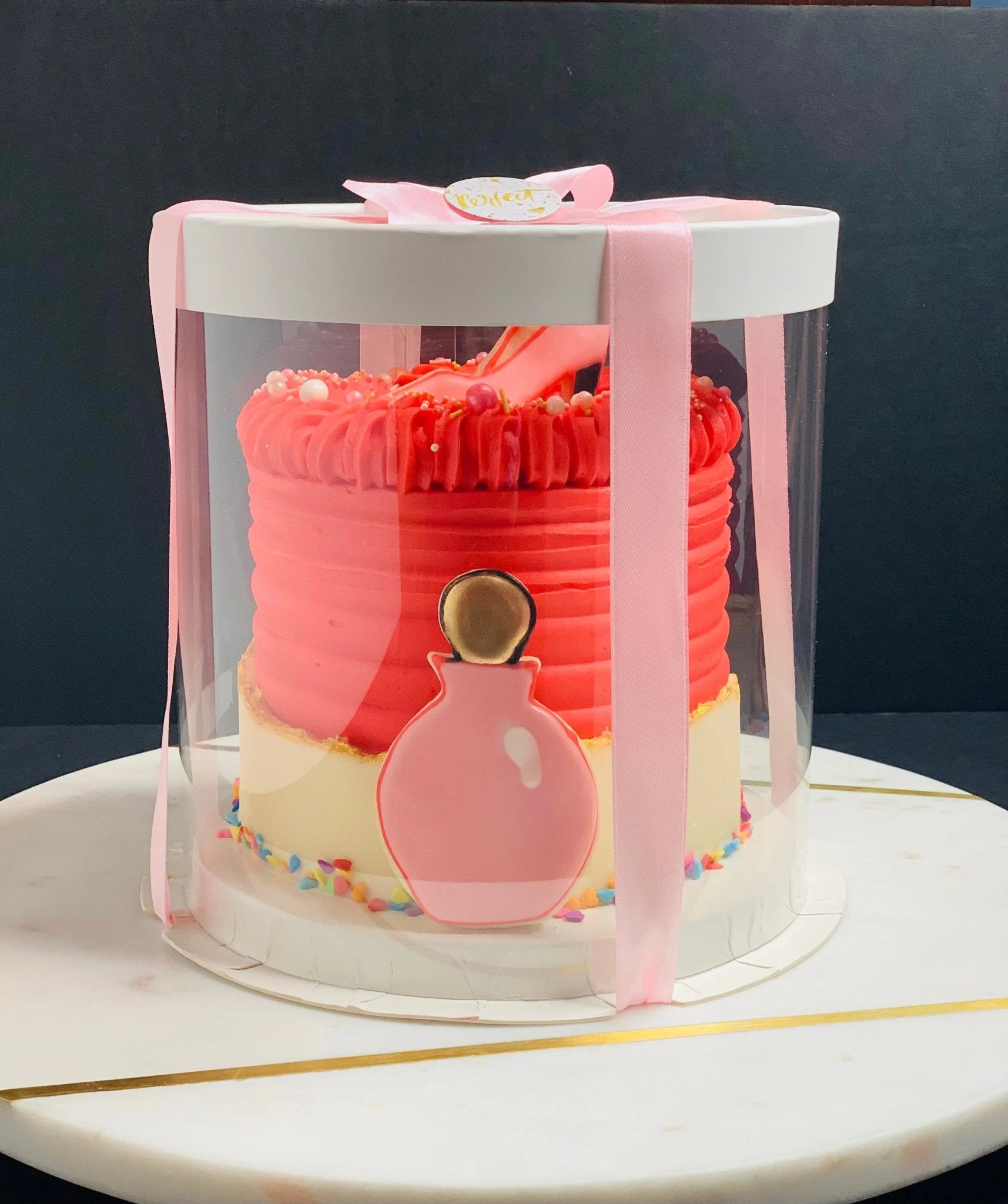 Round Clear Cake Boxes - 7" D by 7" Tall - Transparent Cake Box with Window for Small Cake - RW77 Round cake box