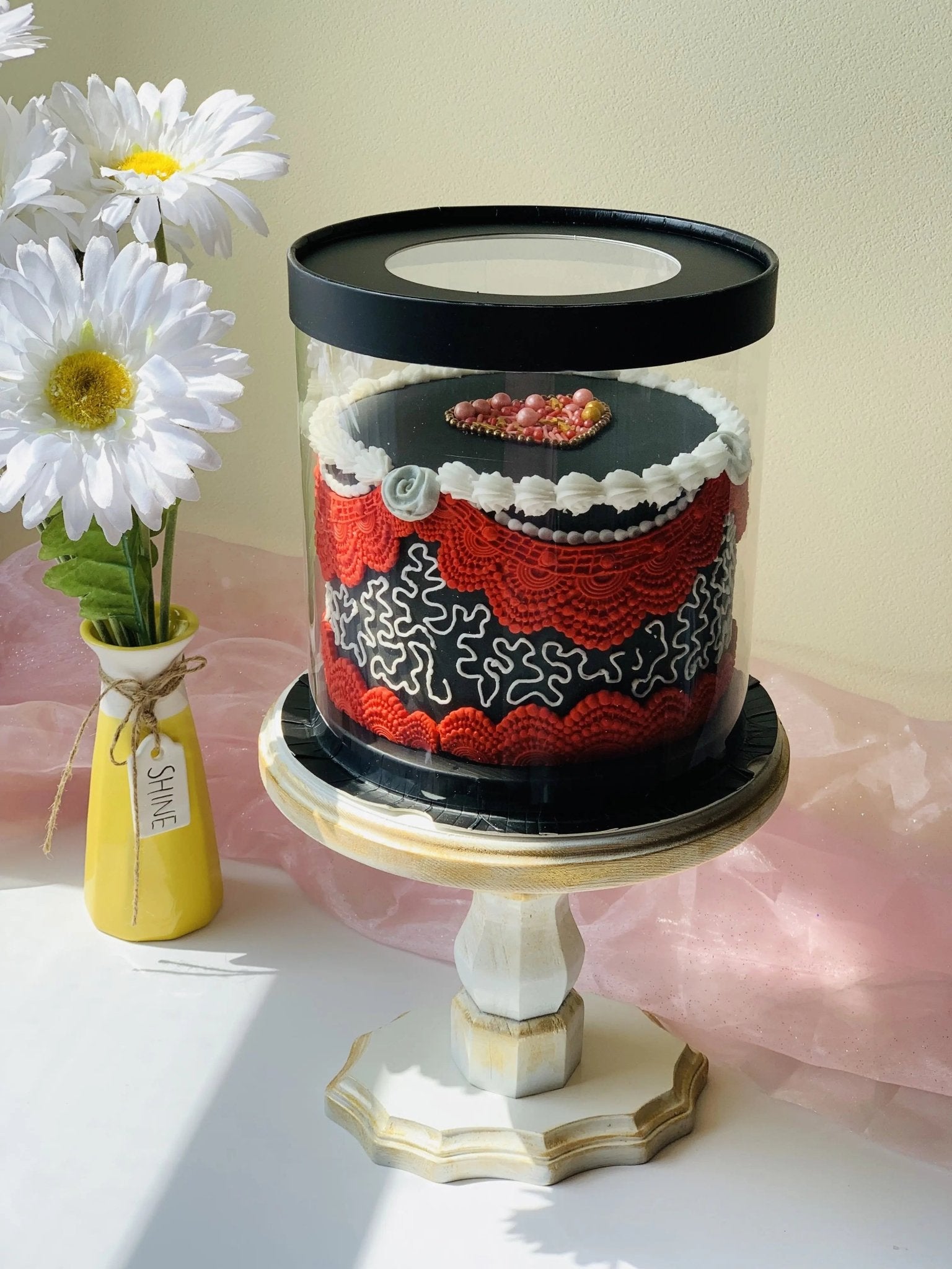 Round Clear Cake Boxes - 7" D by 7" Tall - Transparent Cake Box with Window for Small Cake - RB77 Round cake box