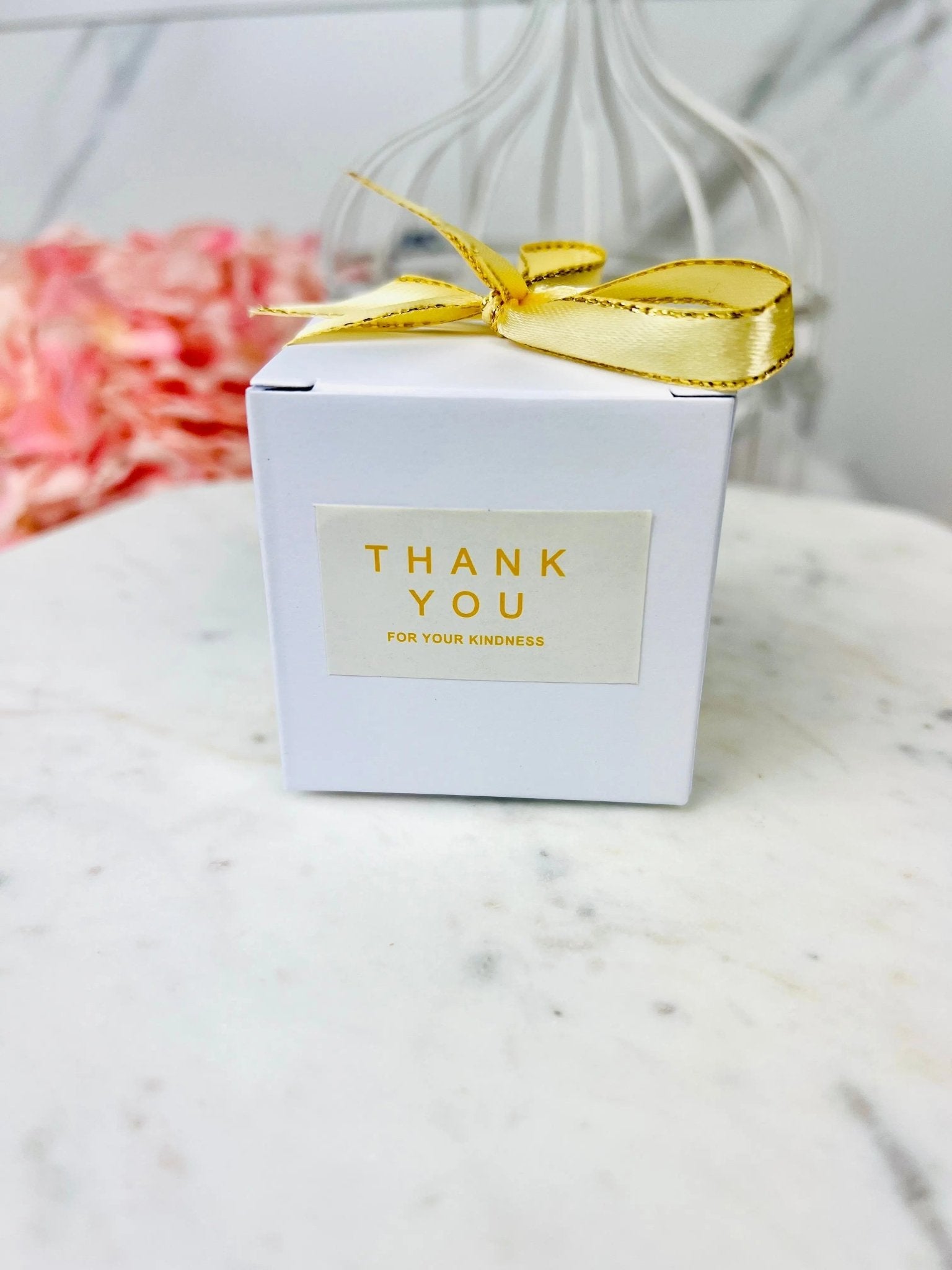 Small Square White Wedding Favor Boxes With Ribbon and Thank You Stickers 50 Pcs -  Gift Boxes & Tins
